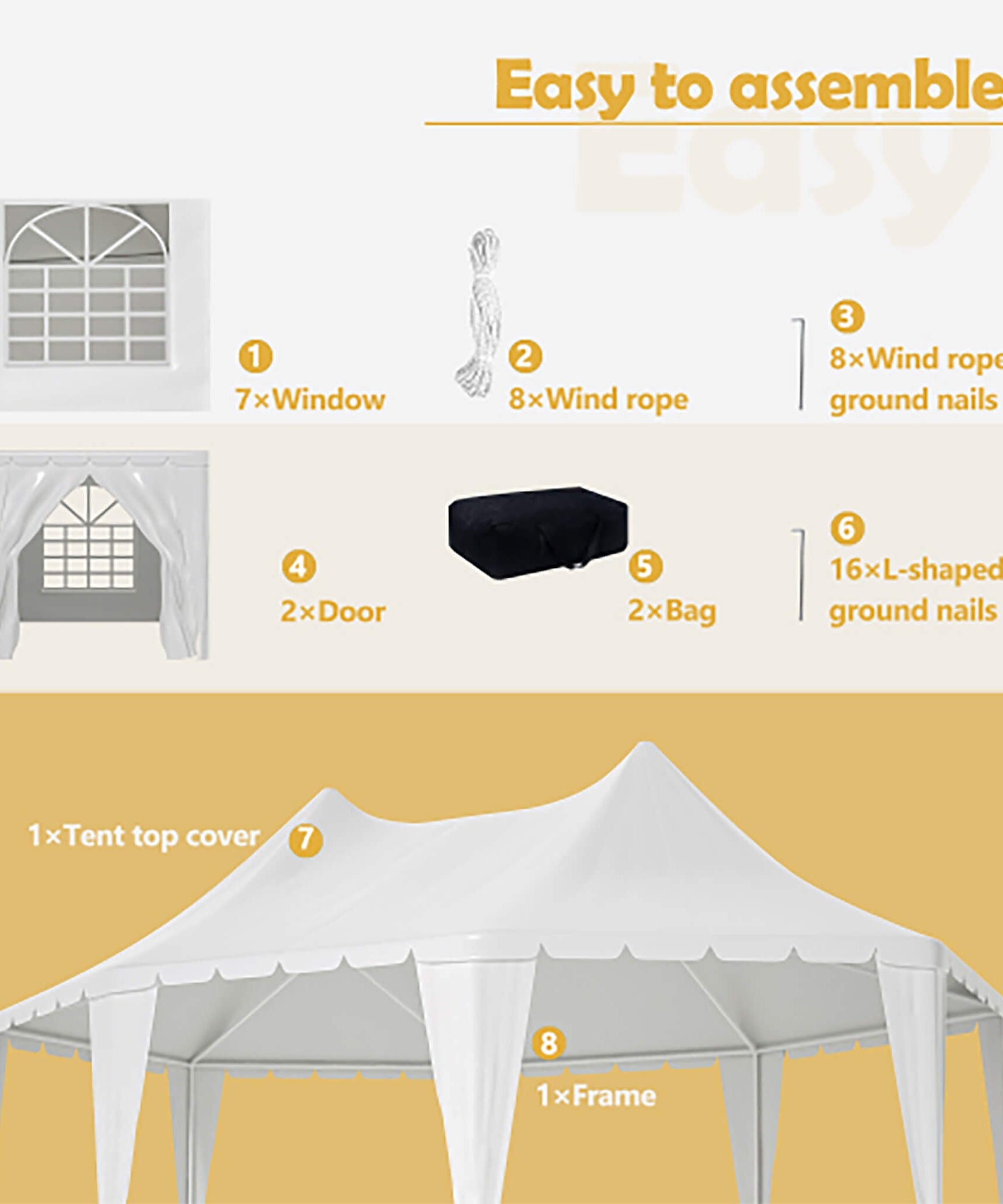 [20X15FT] Extra-Large Heavy-Duty Outdoor Waterproof Party And Wedding Tent With Steel Frame (SAK07645)