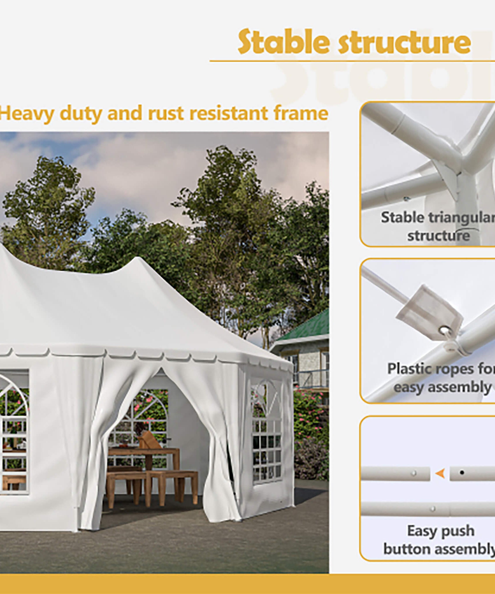 [20X15FT] Extra-Large Heavy-Duty Outdoor Waterproof Party And Wedding Tent With Steel Frame (SAK07645)