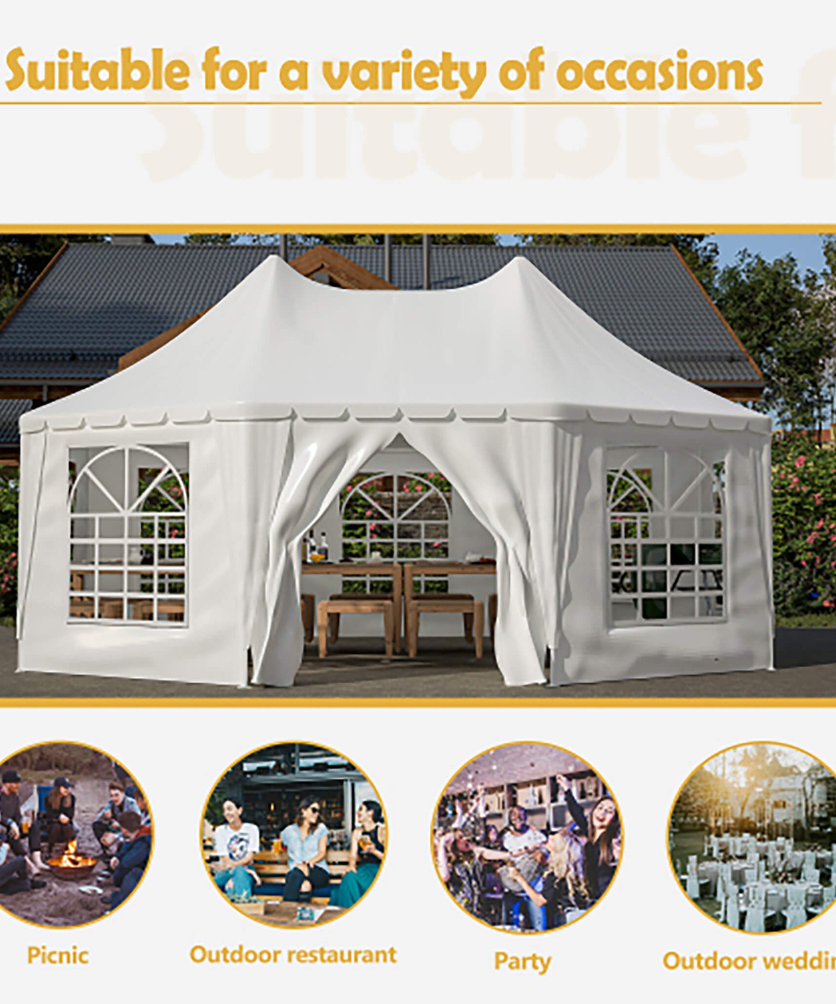 [20X15FT] Extra-Large Heavy-Duty Outdoor Waterproof Party And Wedding Tent With Steel Frame (SAK07645)
