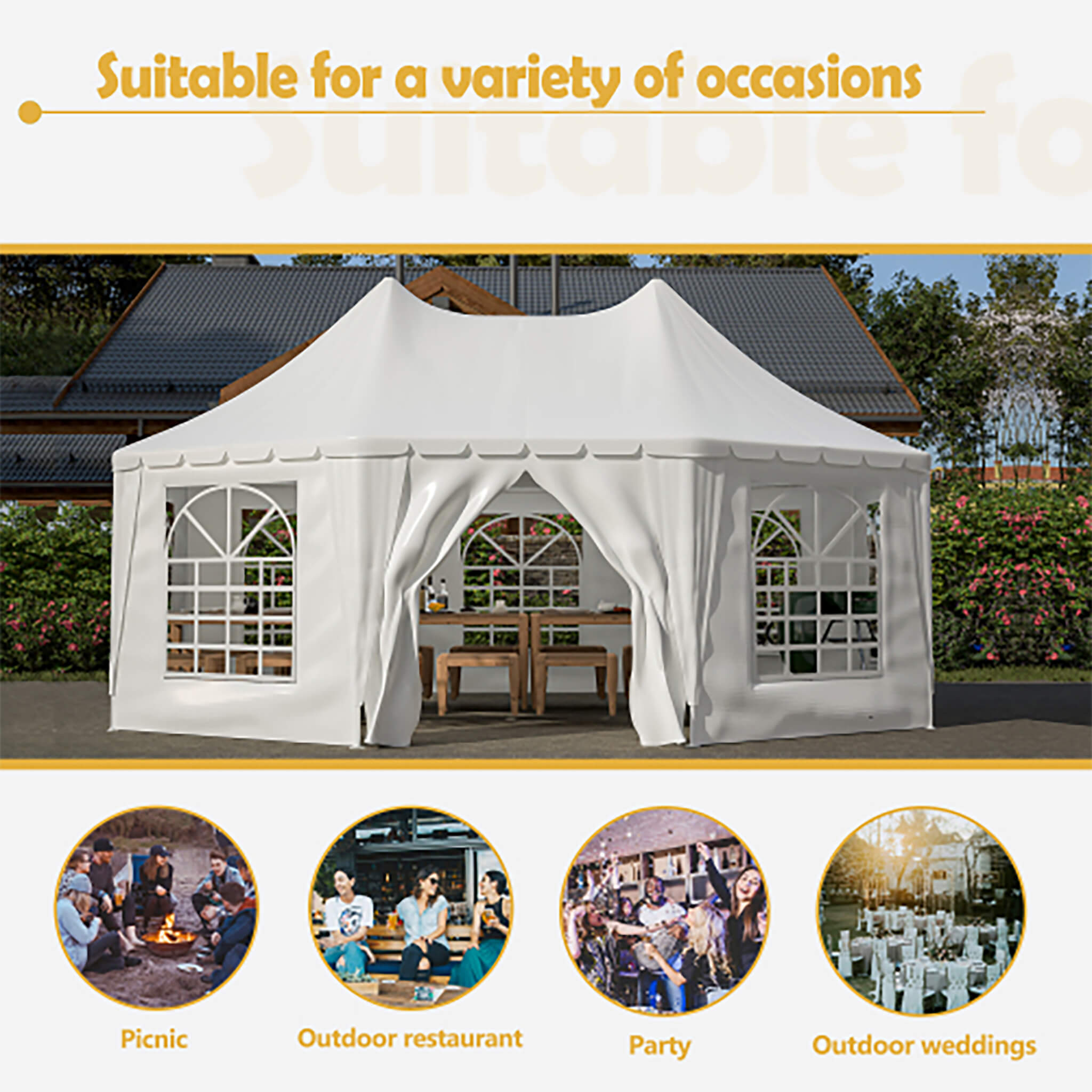 [20X15FT] Extra-Large Heavy-Duty Outdoor Waterproof Party And Wedding Tent With Steel Frame (SAK07645)
