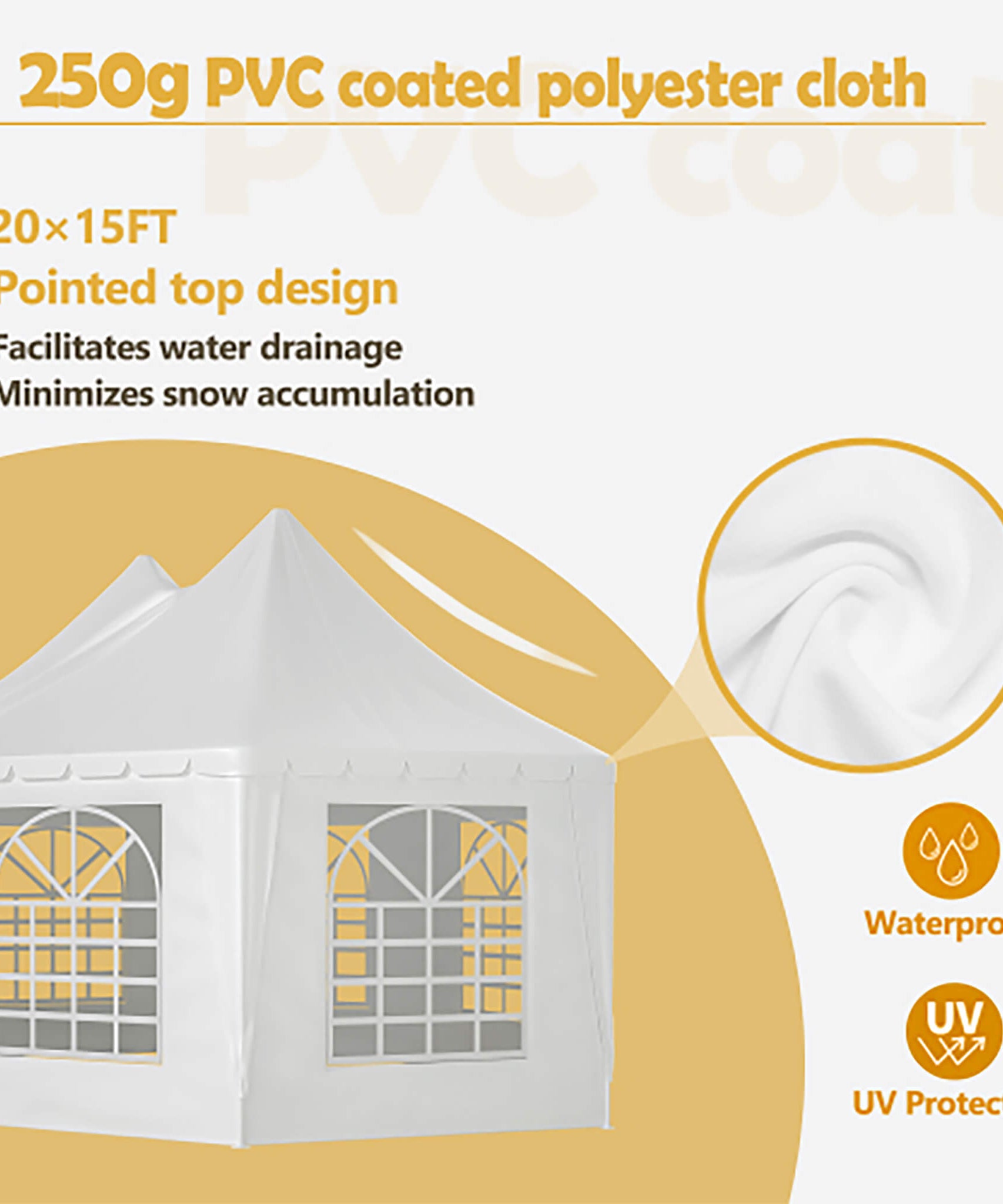[20X15FT] Extra-Large Heavy-Duty Outdoor Waterproof Party And Wedding Tent With Steel Frame (SAK07645)