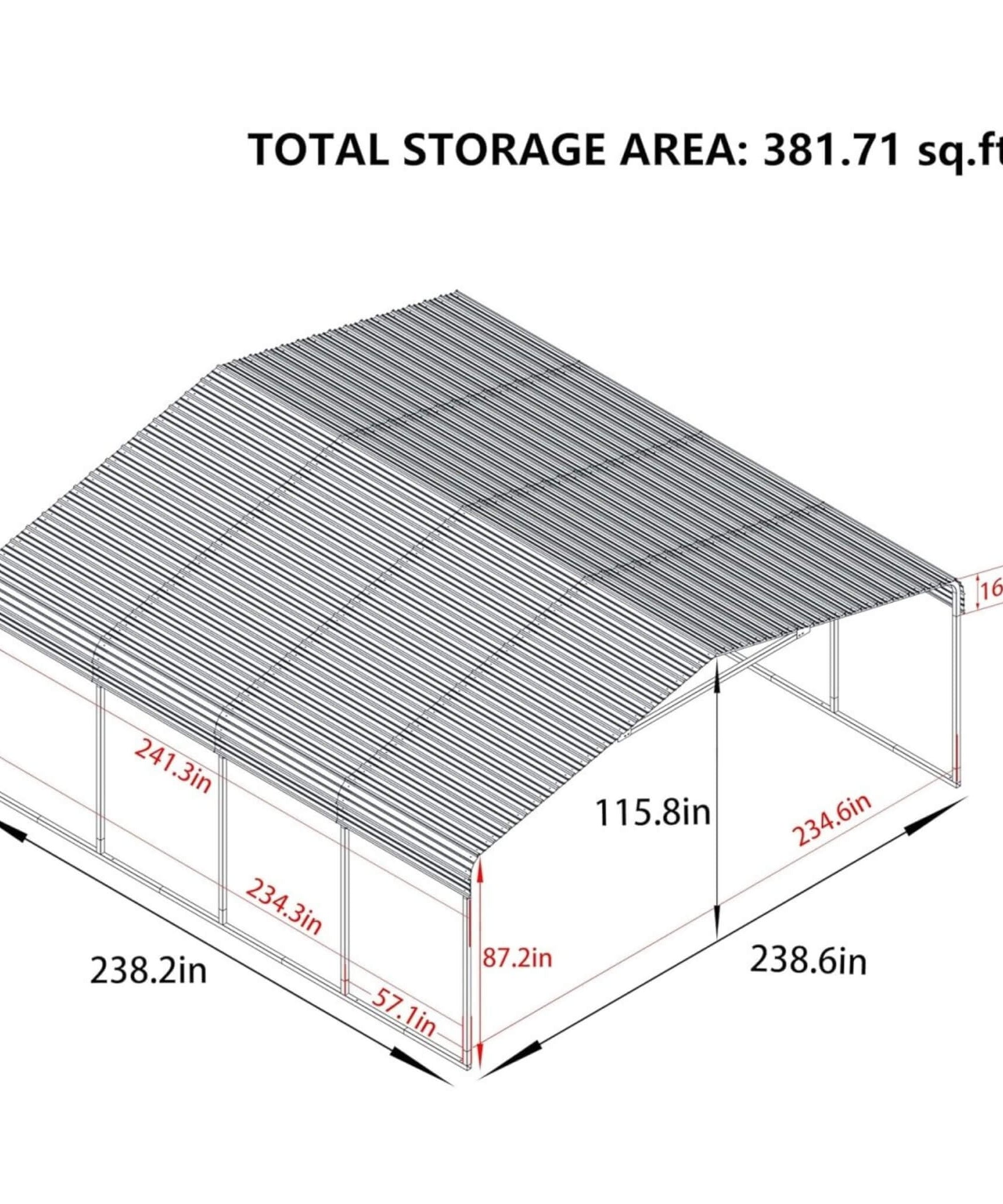 [20X20FT] Alora Extra Large Premium Heavy-Duty Outdoor Metal Carport Shelter (SAK97425)