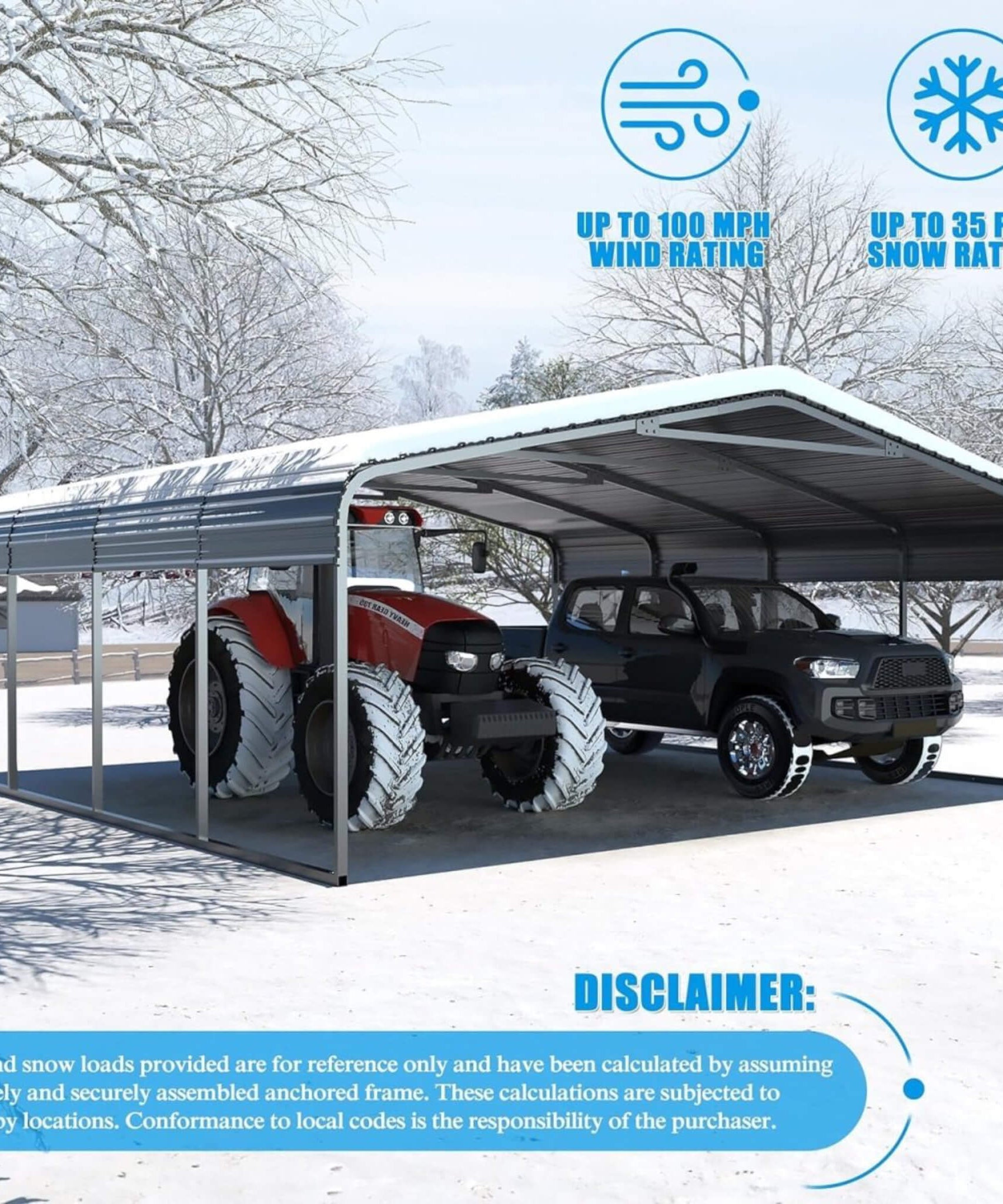 [20X20FT] Alora Extra Large Premium Heavy-Duty Outdoor Metal Carport Shelter (SAK97425)