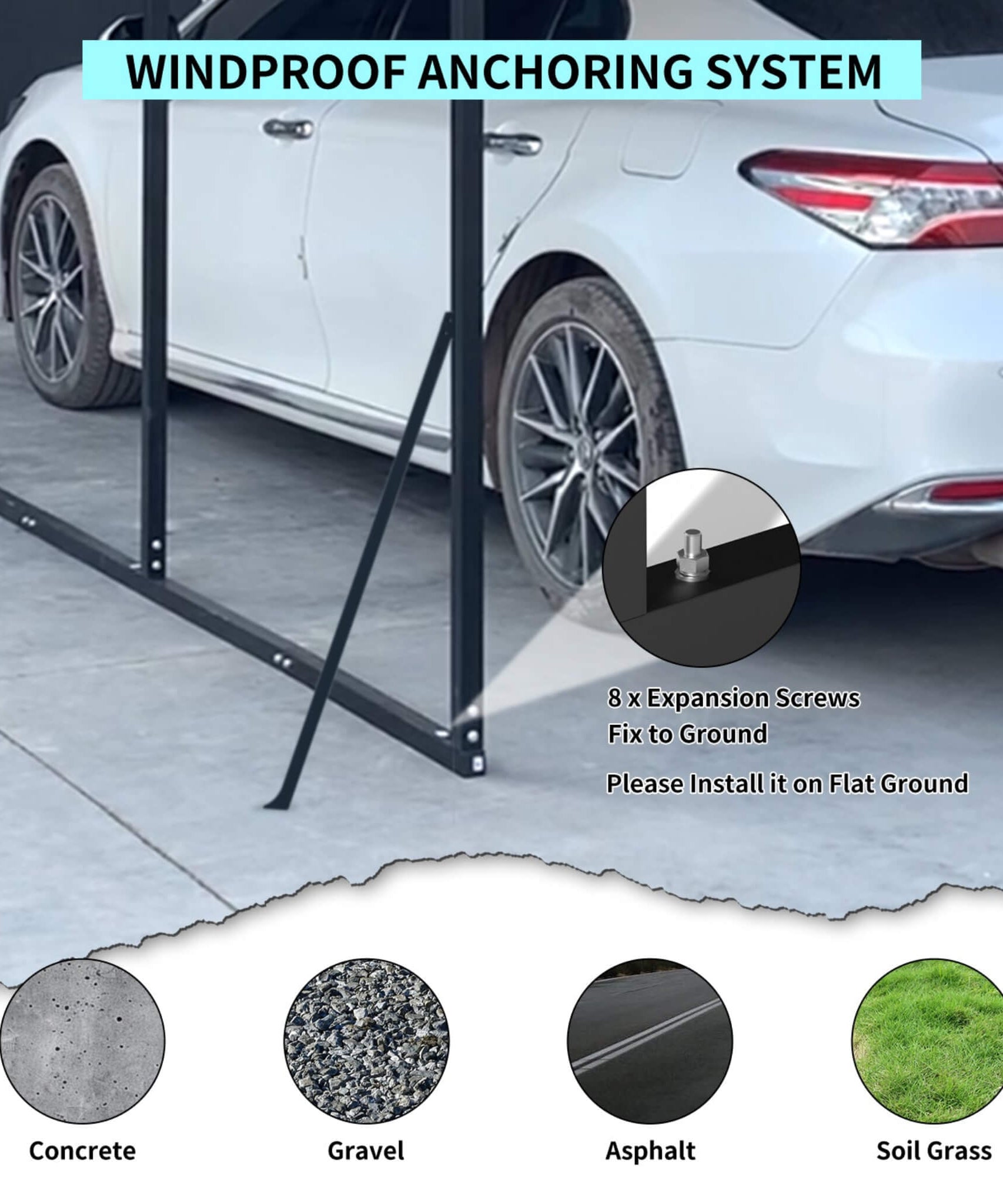 [20X20FT] Alora Extra Large Heavy-Duty Outdoor Metal Carport With Galvanized Steel Roof For Cars, Boats And Trucks (SAK75633)