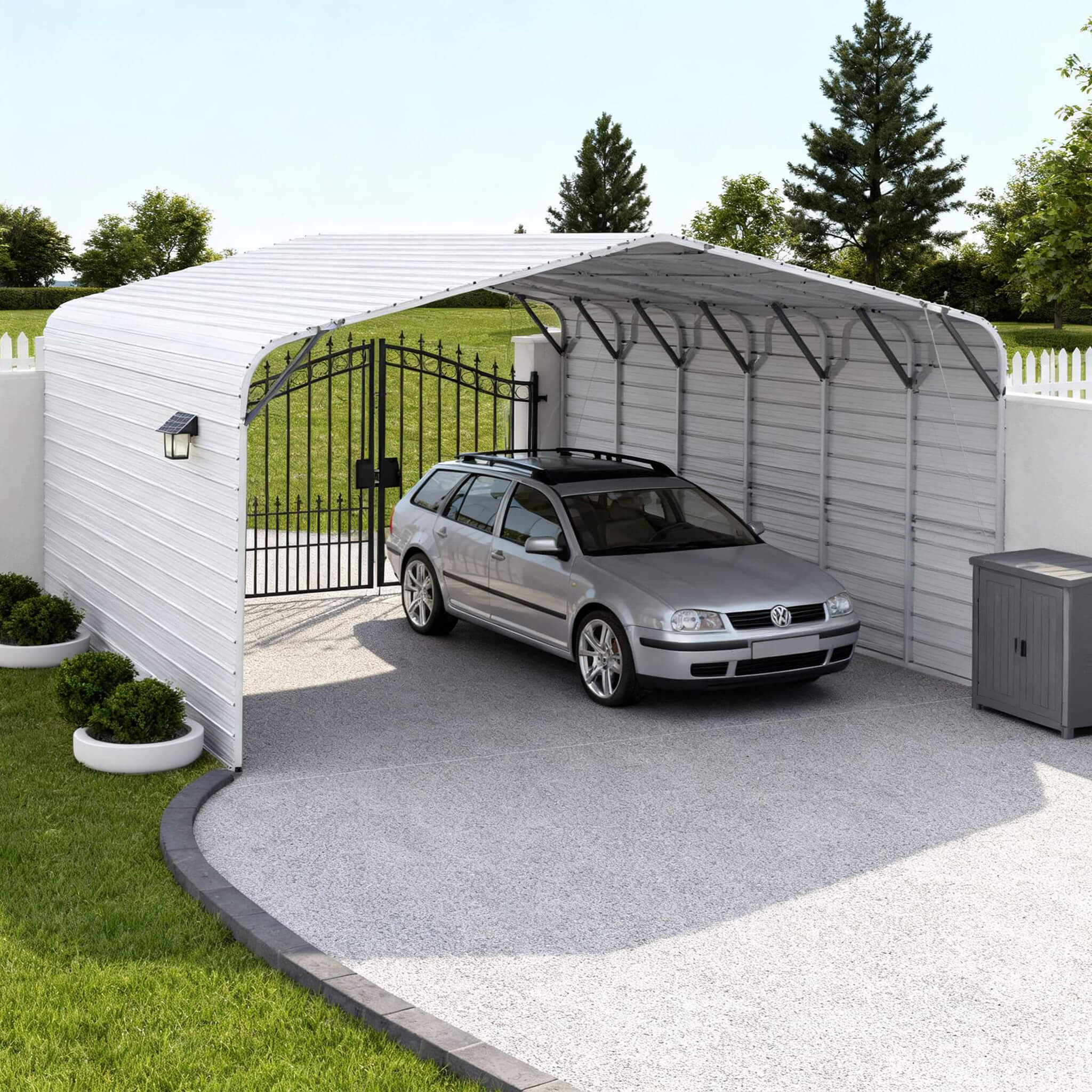 [20X30FT] Alora Heavy-Duty Outdoor Galvanized Steel Carport (SAK21596)