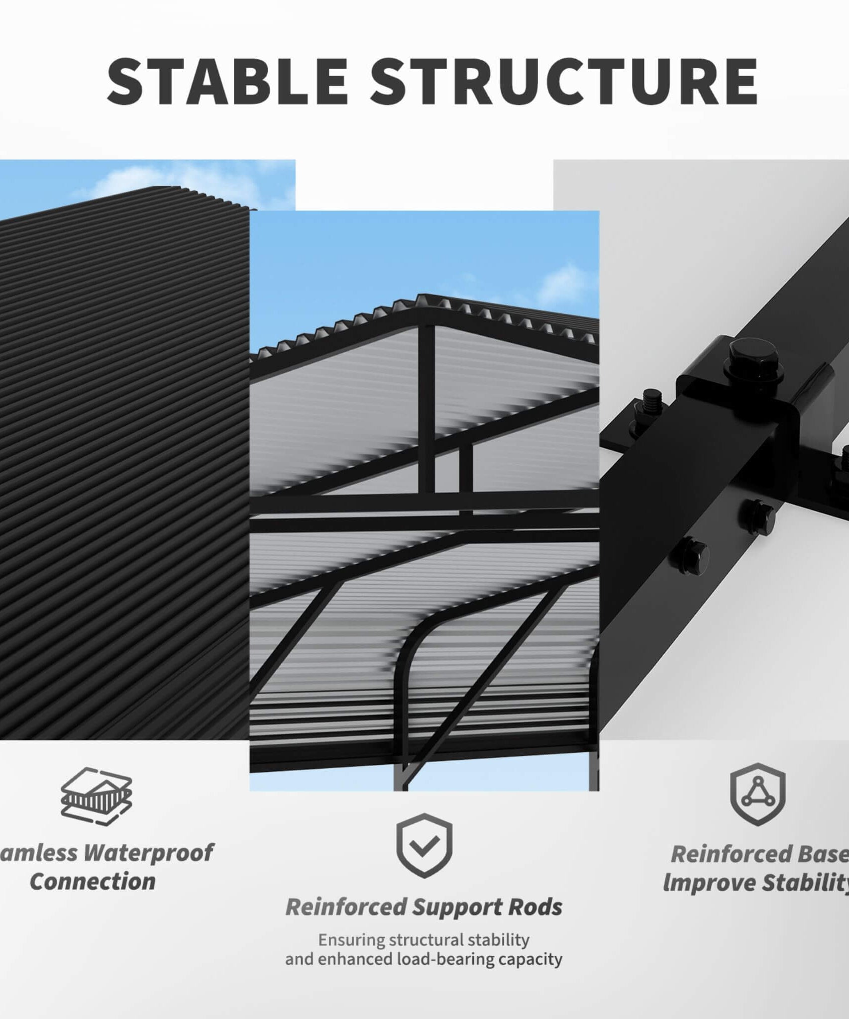 [20X30FT] Alora Heavy-Duty Wind-Resistant Steel Roof Carport With Triangular Frame (SAK94812)