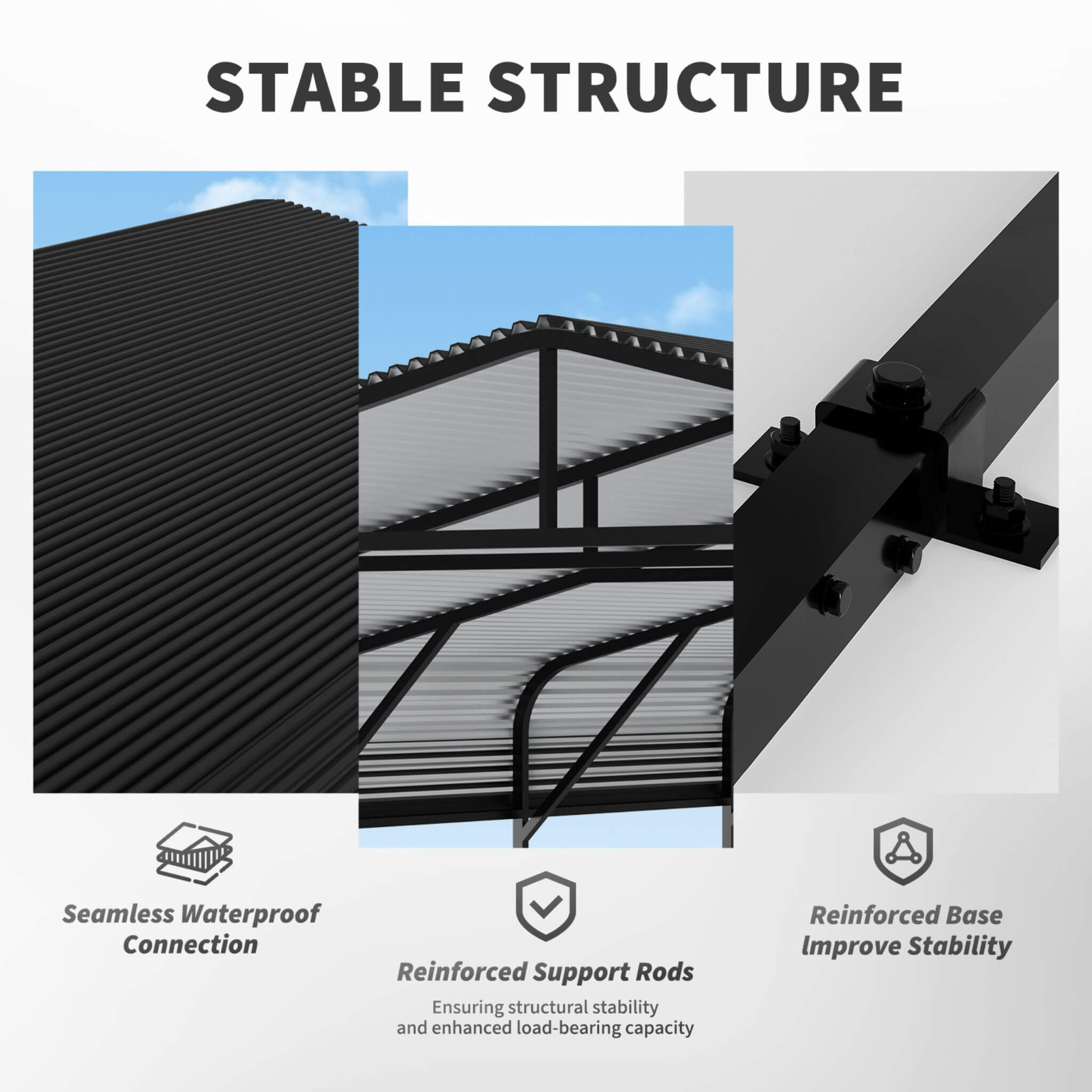 [20X30FT] Alora Heavy-Duty Wind-Resistant Steel Roof Carport With Triangular Frame (SAK94812)