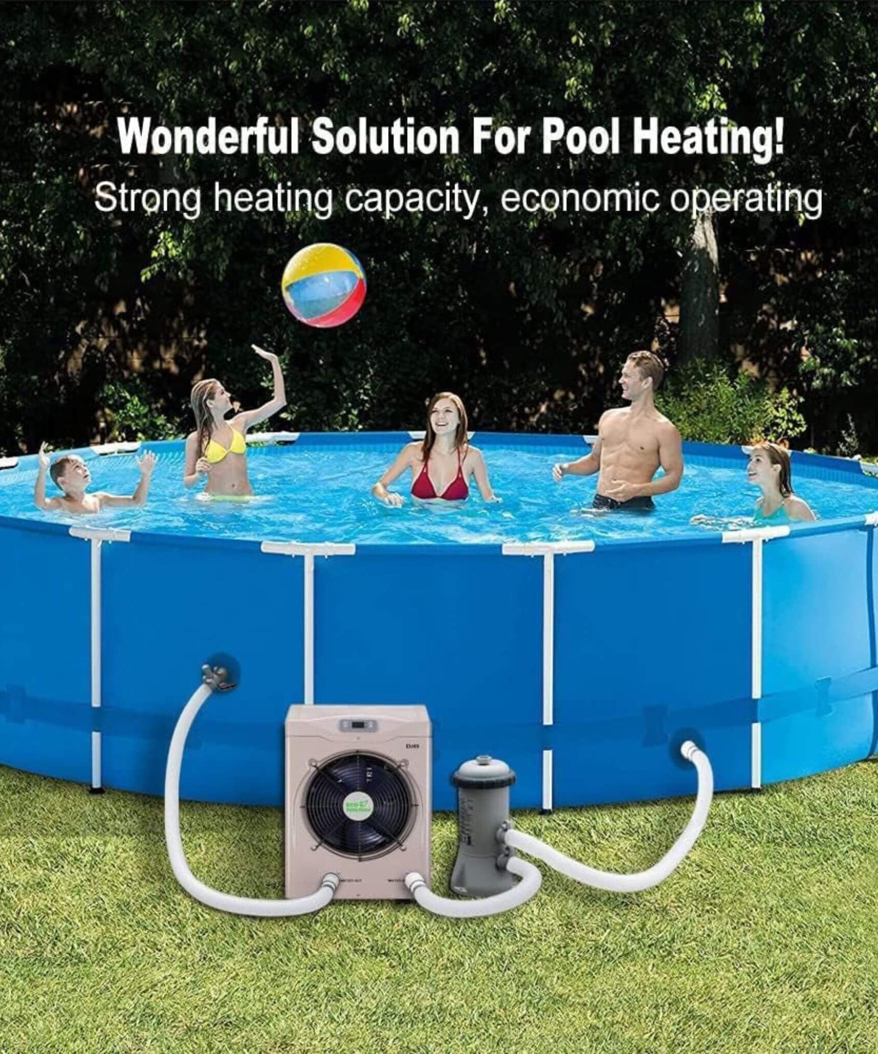 21-Inch Heavy-Duty 5K Gallons Electric Home Above And Inground Swimming Pool Heater Pump (SAK94751)