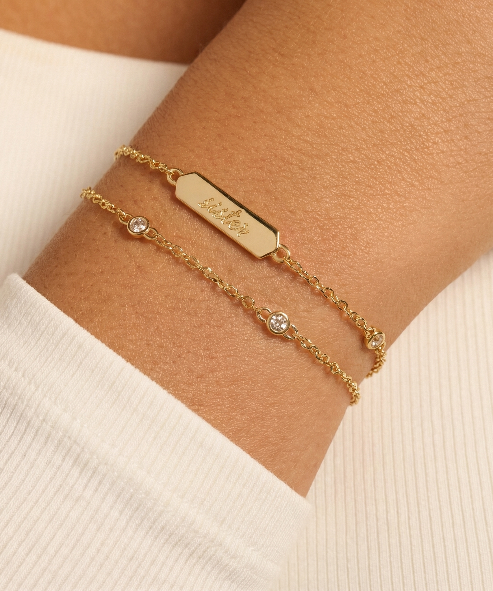 Sister Infinity Chain Double Strand Bracelet