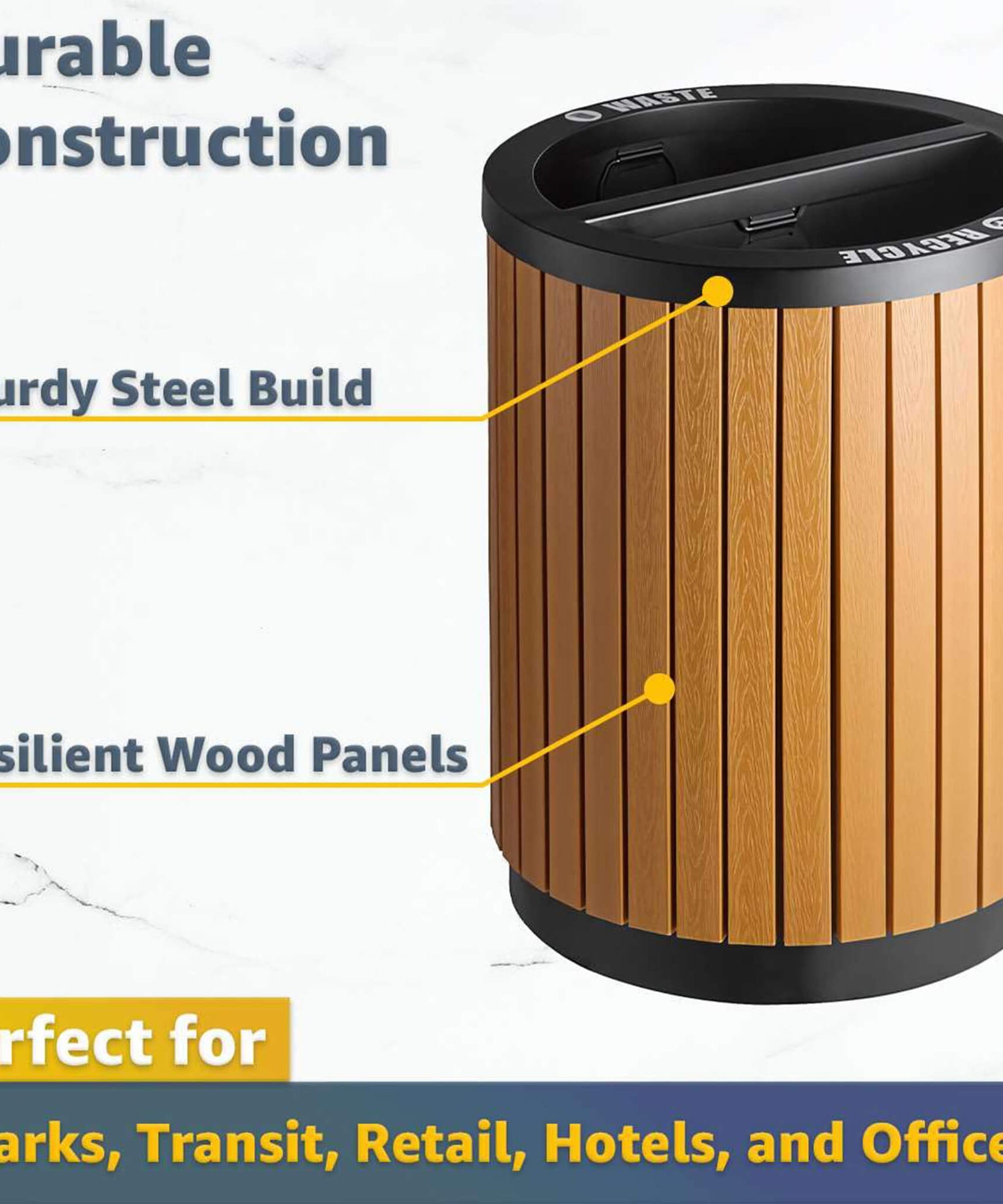 22-Gallon Heavy-Duty Commercial Outdoor Round Two-Stream Trash Can (SAK59821)