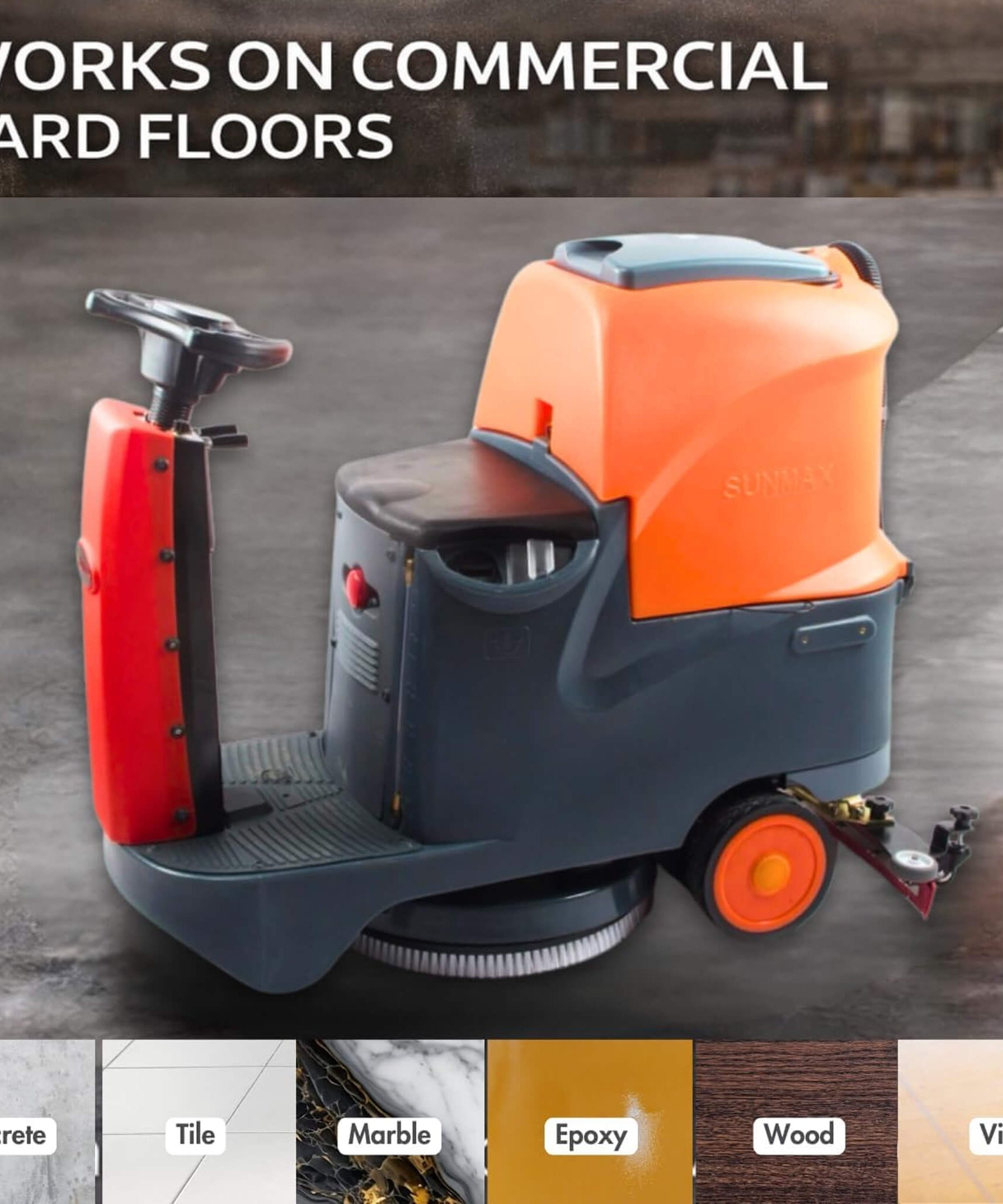 22-Inch Heavy-Duty Electric Industrial Ride-On Floor Scrubber With Dual Tanks (SAK40597)