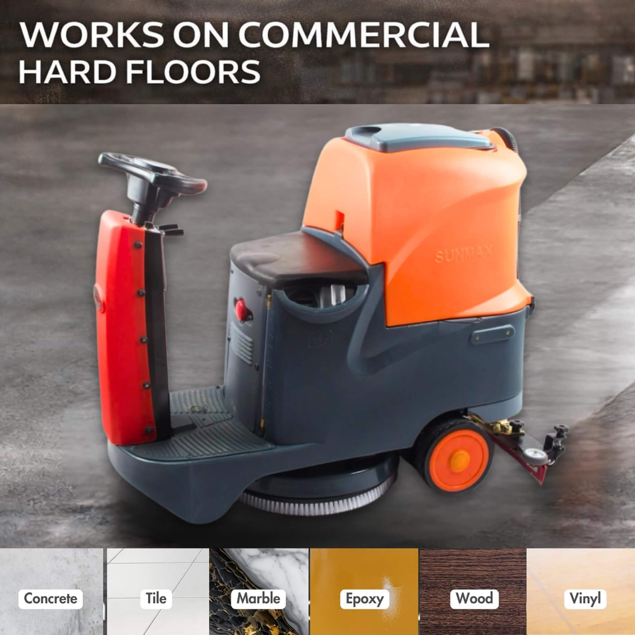 22-Inch Heavy-Duty Electric Industrial Ride-On Floor Scrubber With Dual Tanks (SAK40597)