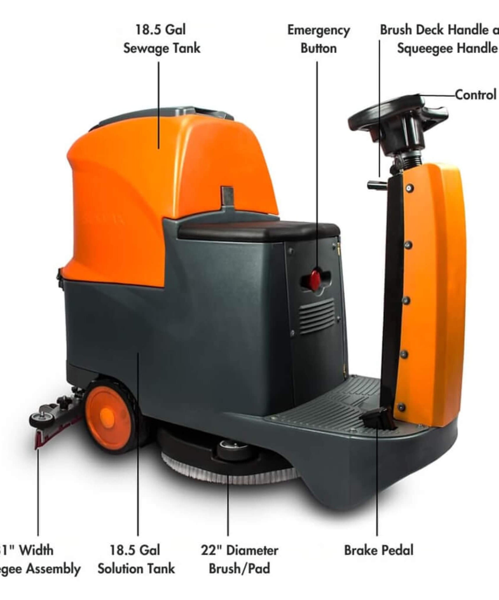 22-Inch Heavy-Duty Electric Industrial Ride-On Floor Scrubber With Dual Tanks (SAK40597)
