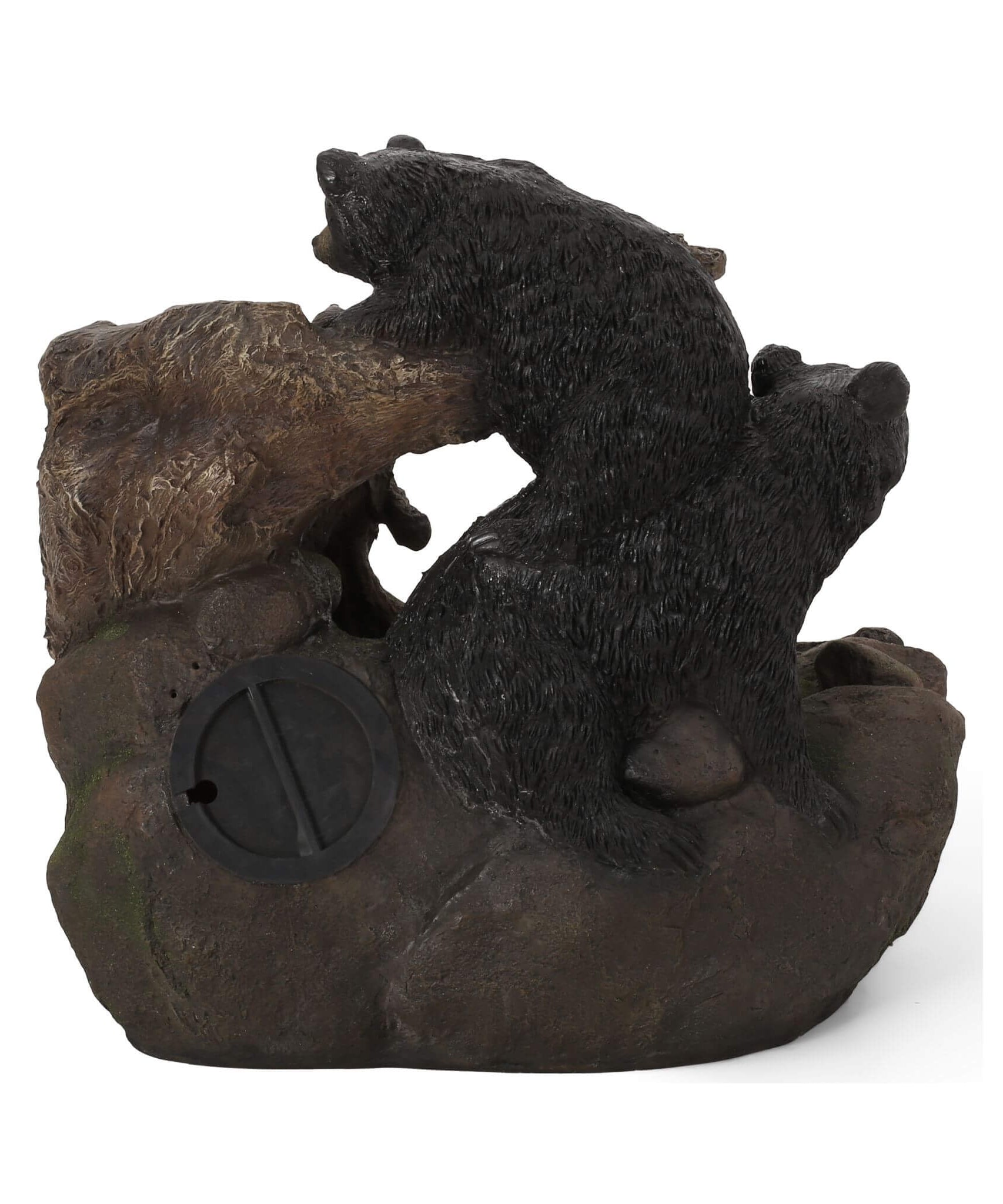 [CLEARANCE] Alora 22-Inch Weather-Resistant Outdoor Bears On A Log Floor Fountain With LED Lights (SAK77651)