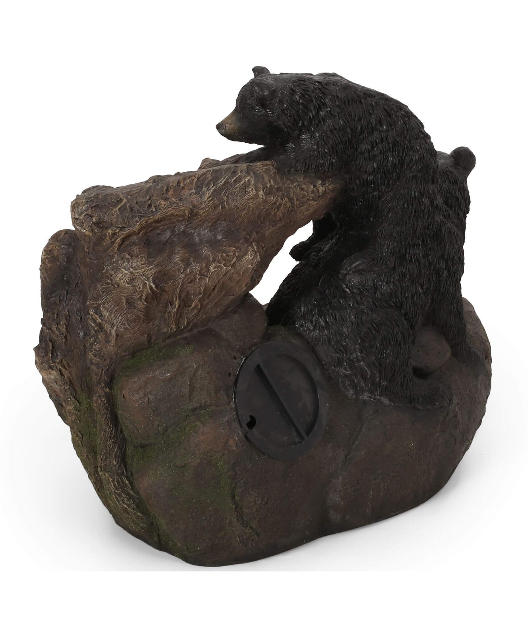 [CLEARANCE] Alora 22-Inch Weather-Resistant Outdoor Bears On A Log Floor Fountain With LED Lights (SAK77651)