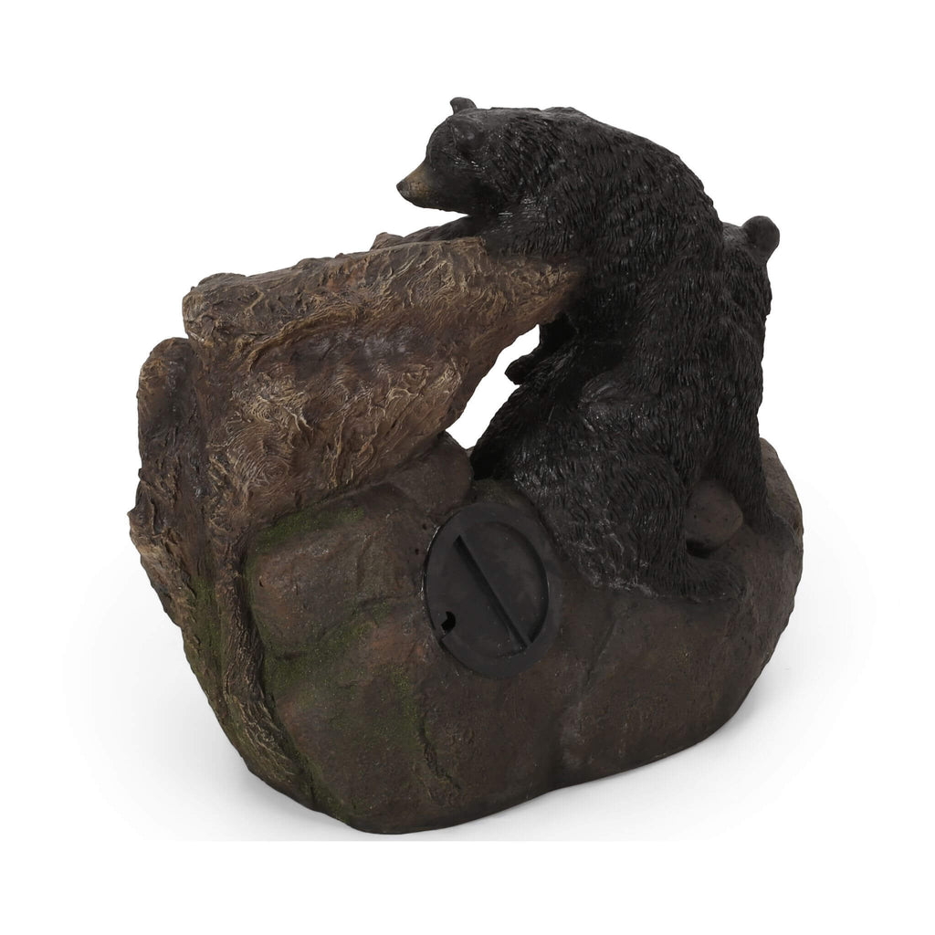 [CLEARANCE] Alora 22-Inch Weather-Resistant Outdoor Bears On A Log Floor Fountain With LED Lights (SAK77651)