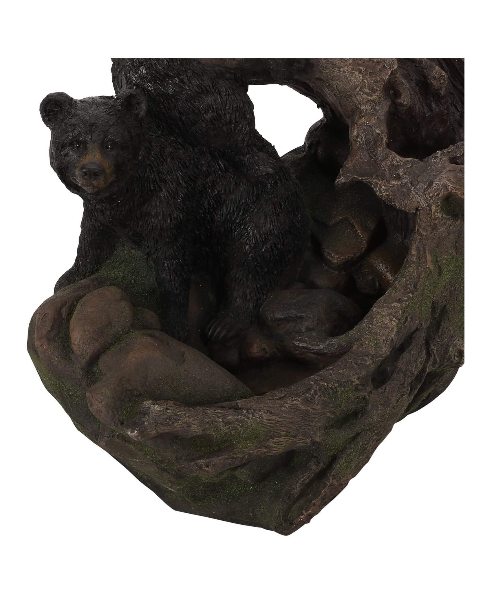 [CLEARANCE] Alora 22-Inch Weather-Resistant Outdoor Bears On A Log Floor Fountain With LED Lights (SAK77651)
