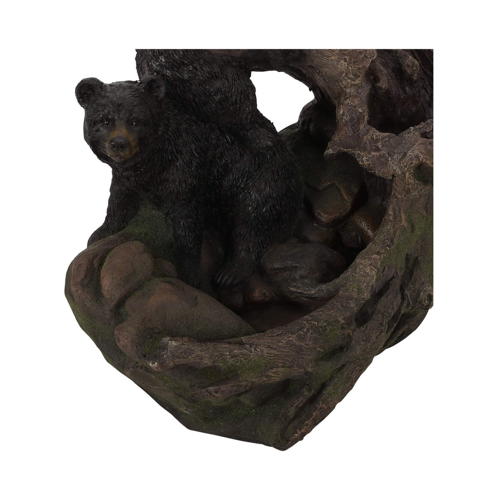 [CLEARANCE] Alora 22-Inch Weather-Resistant Outdoor Bears On A Log Floor Fountain With LED Lights (SAK77651)