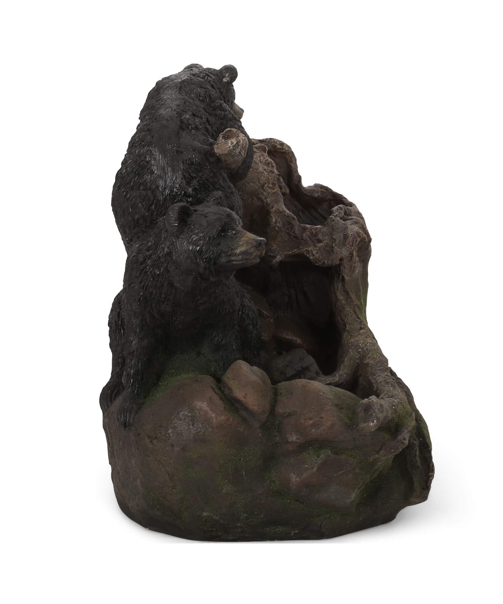 [CLEARANCE] Alora 22-Inch Weather-Resistant Outdoor Bears On A Log Floor Fountain With LED Lights (SAK77651)