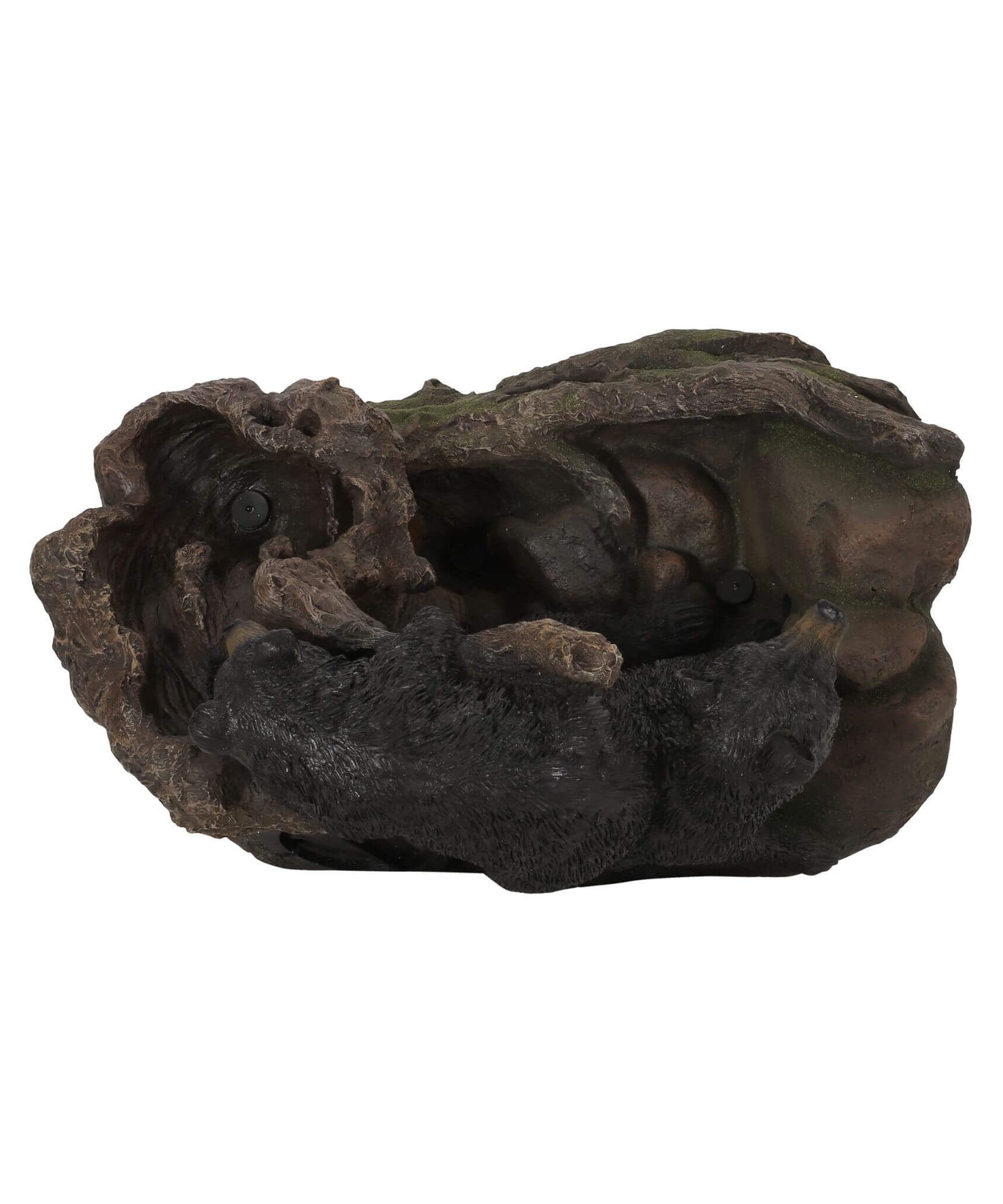 [CLEARANCE] Alora 22-Inch Weather-Resistant Outdoor Bears On A Log Floor Fountain With LED Lights (SAK77651)