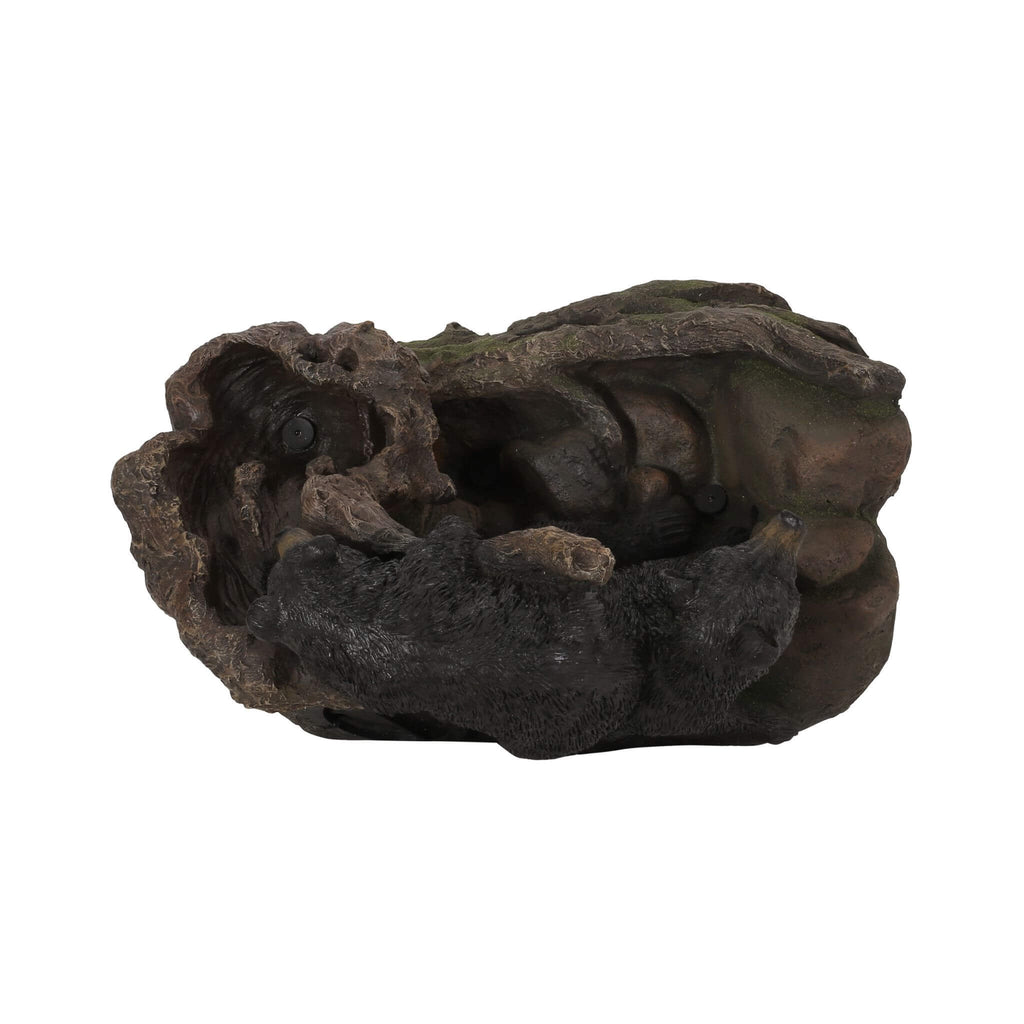 [CLEARANCE] Alora 22-Inch Weather-Resistant Outdoor Bears On A Log Floor Fountain With LED Lights (SAK77651)