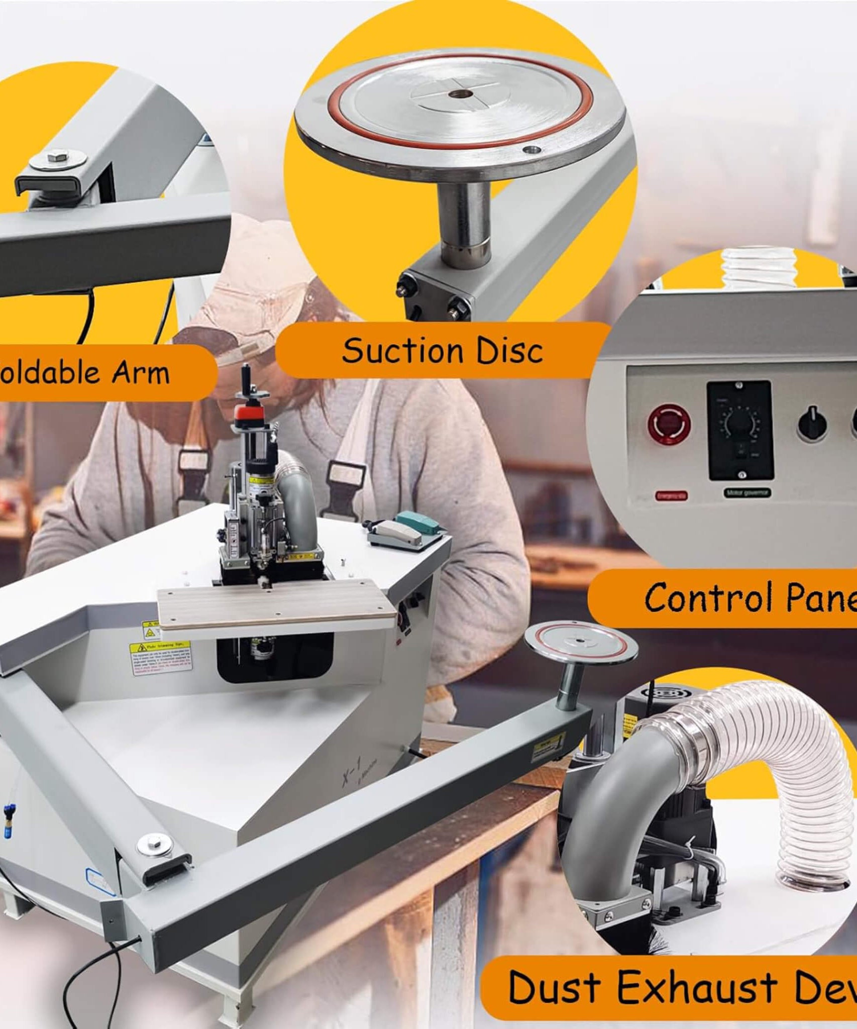 220V Curved Edge Trimming Machine With Foldable Arm (SAK60739)