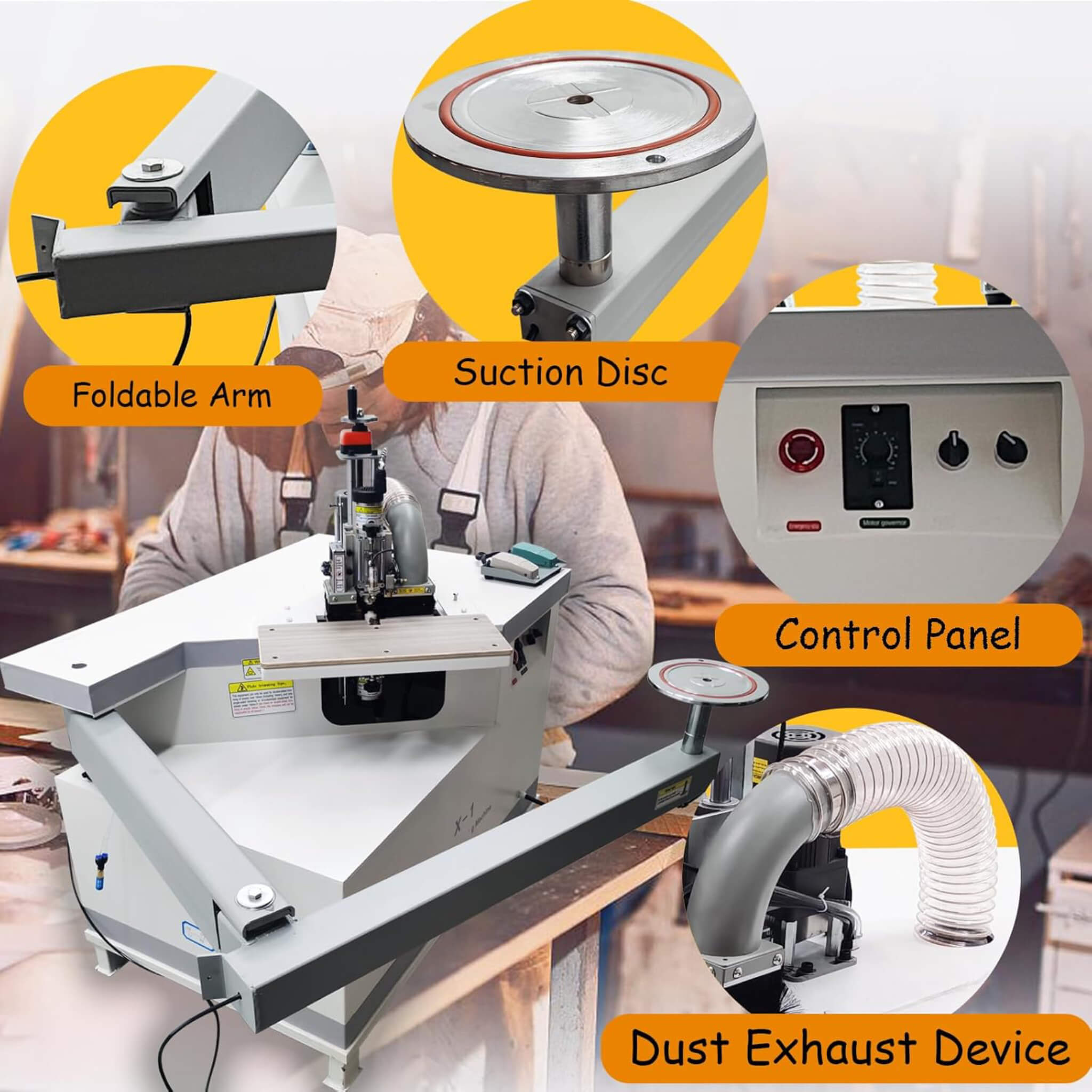 220V Curved Edge Trimming Machine With Foldable Arm (SAK60739)