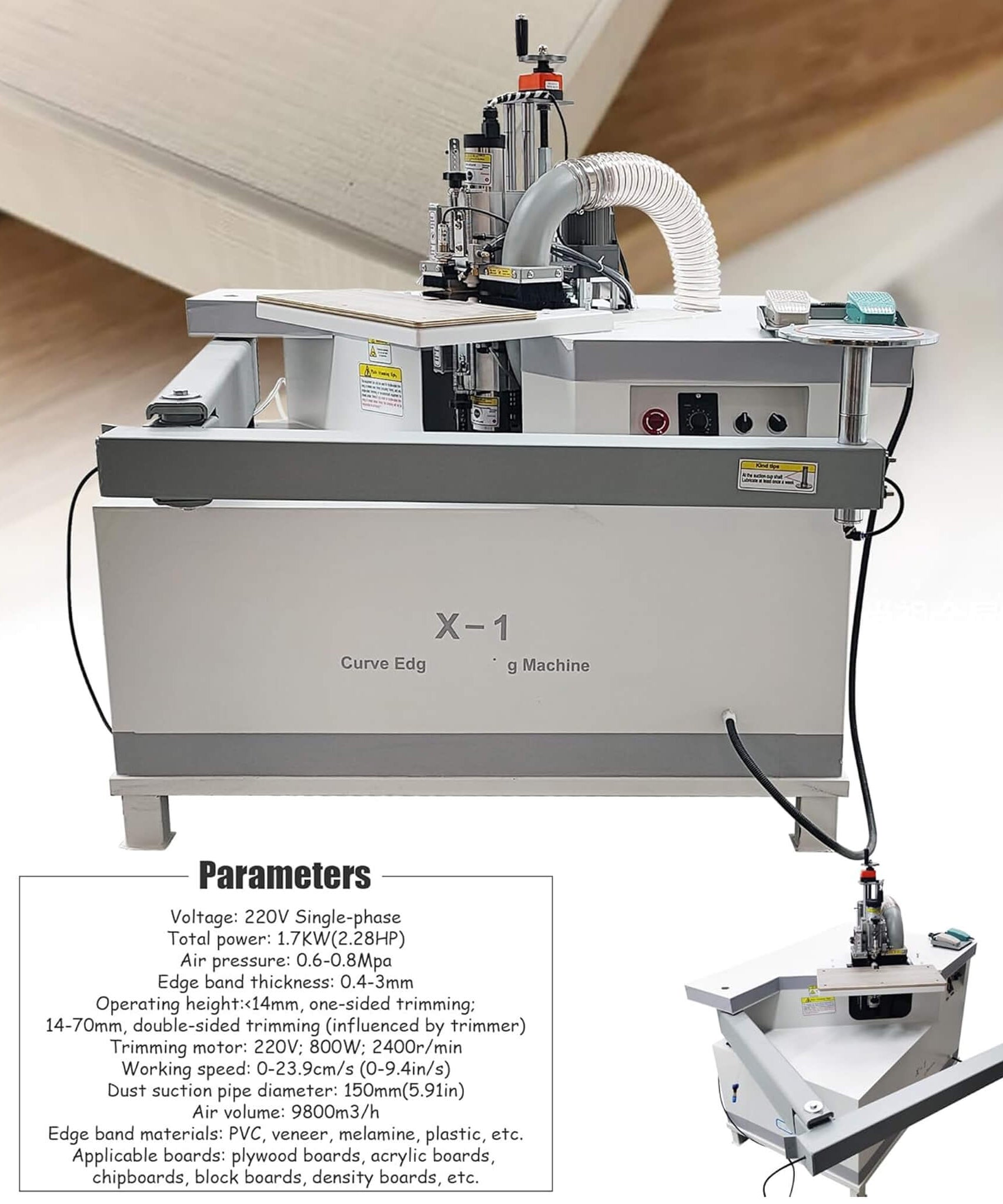220V Curved Edge Trimming Machine With Foldable Arm (SAK60739)