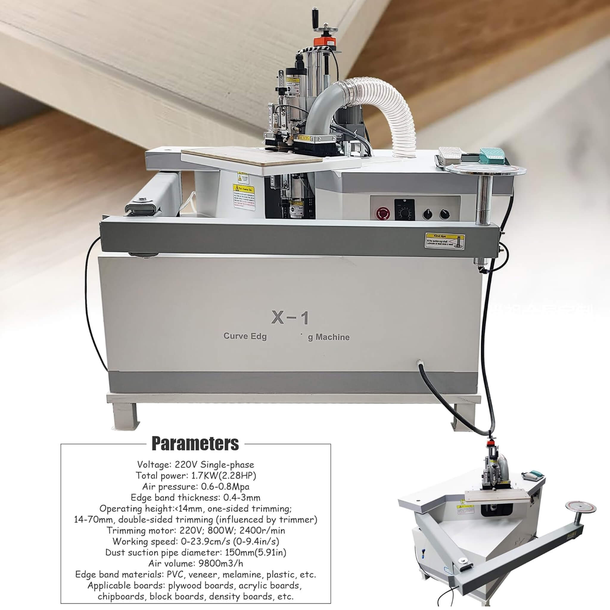 220V Curved Edge Trimming Machine With Foldable Arm (SAK60739)