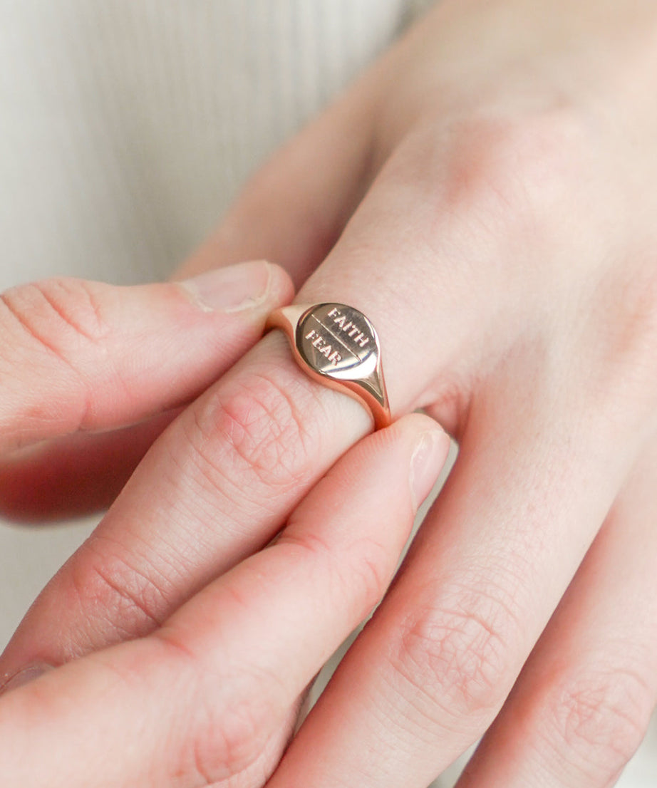 Rose Gold Faith Over Fear Ring