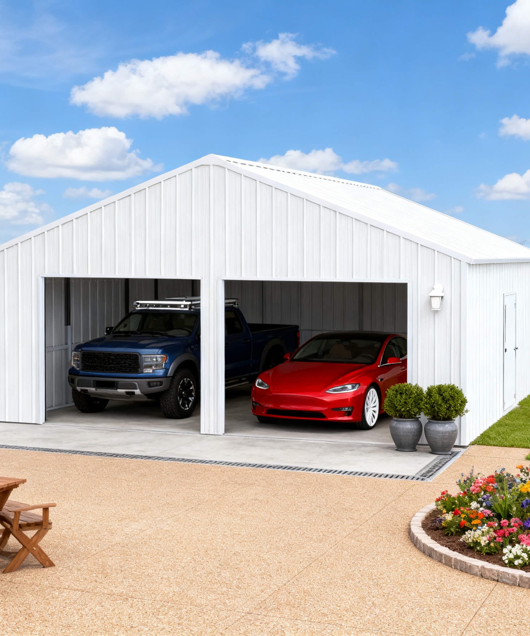 [22X23FT] Alora Heavy-Duty Double Garage Steel Barn Storage Shed (SAK94567)