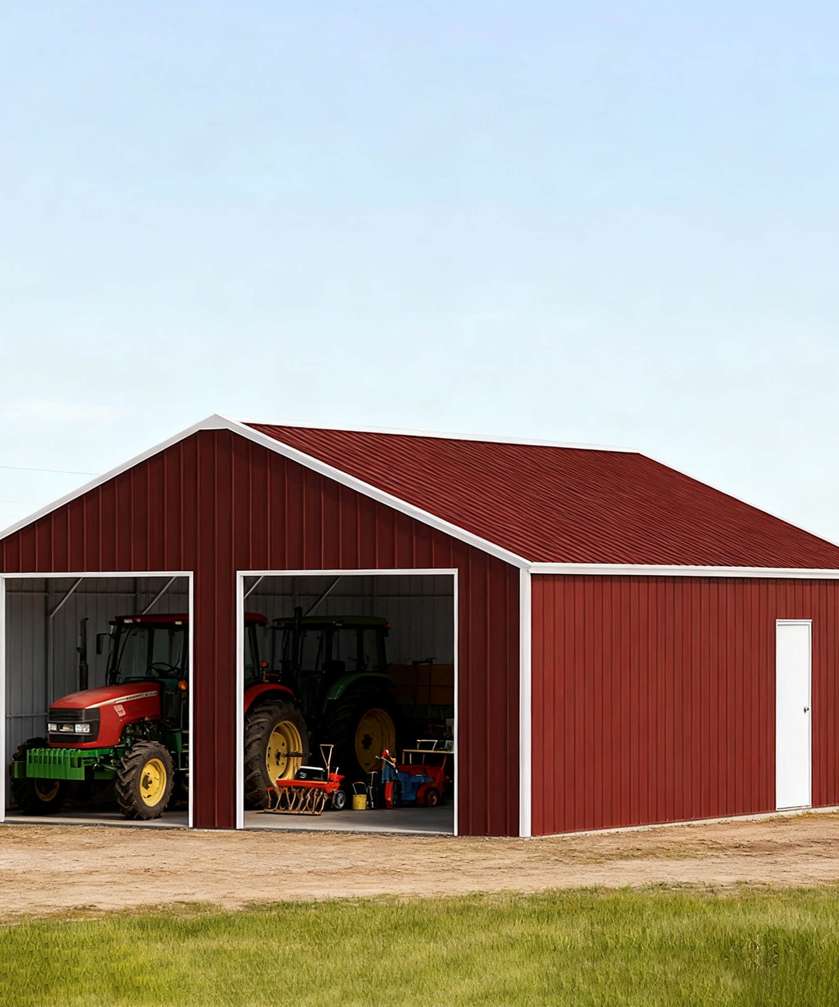 [22X23FT] Alora Heavy-Duty Red-Brown Double Garage Steel Barn Storage Shed (SAK83456)