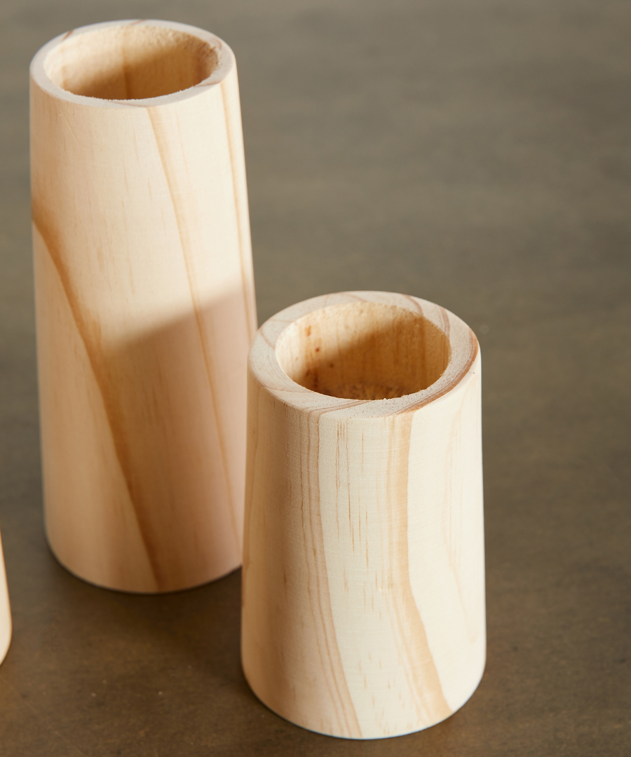 Cylinder Eucalyptus Wood Tealight Candle Holder