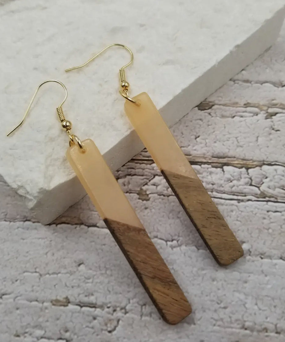 Resin Wood Earrings