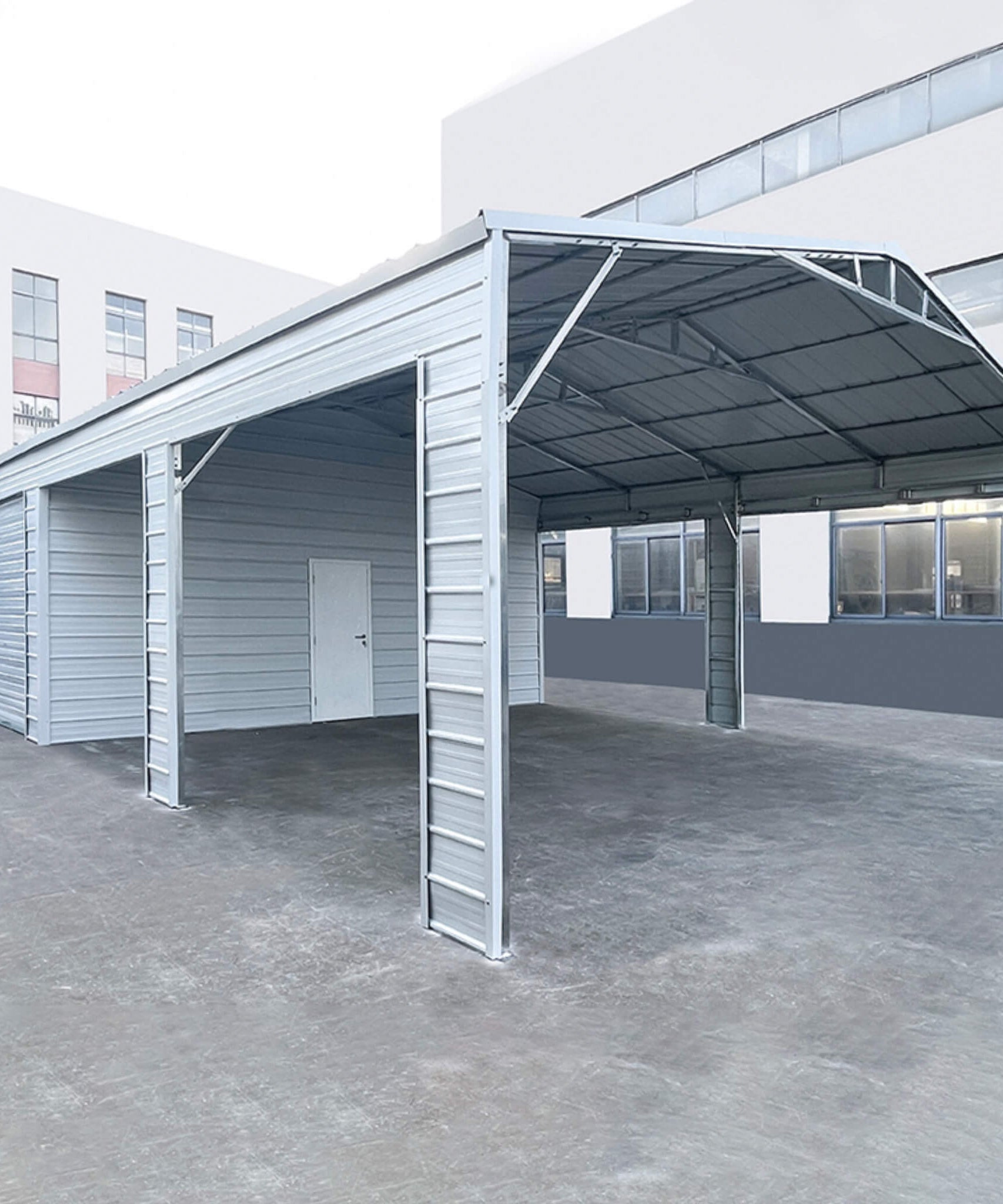 [23X46FT] Heavy-Duty Steel Garage Storage Shed With Reinforced Roof And 2 Doors (SAK29384)