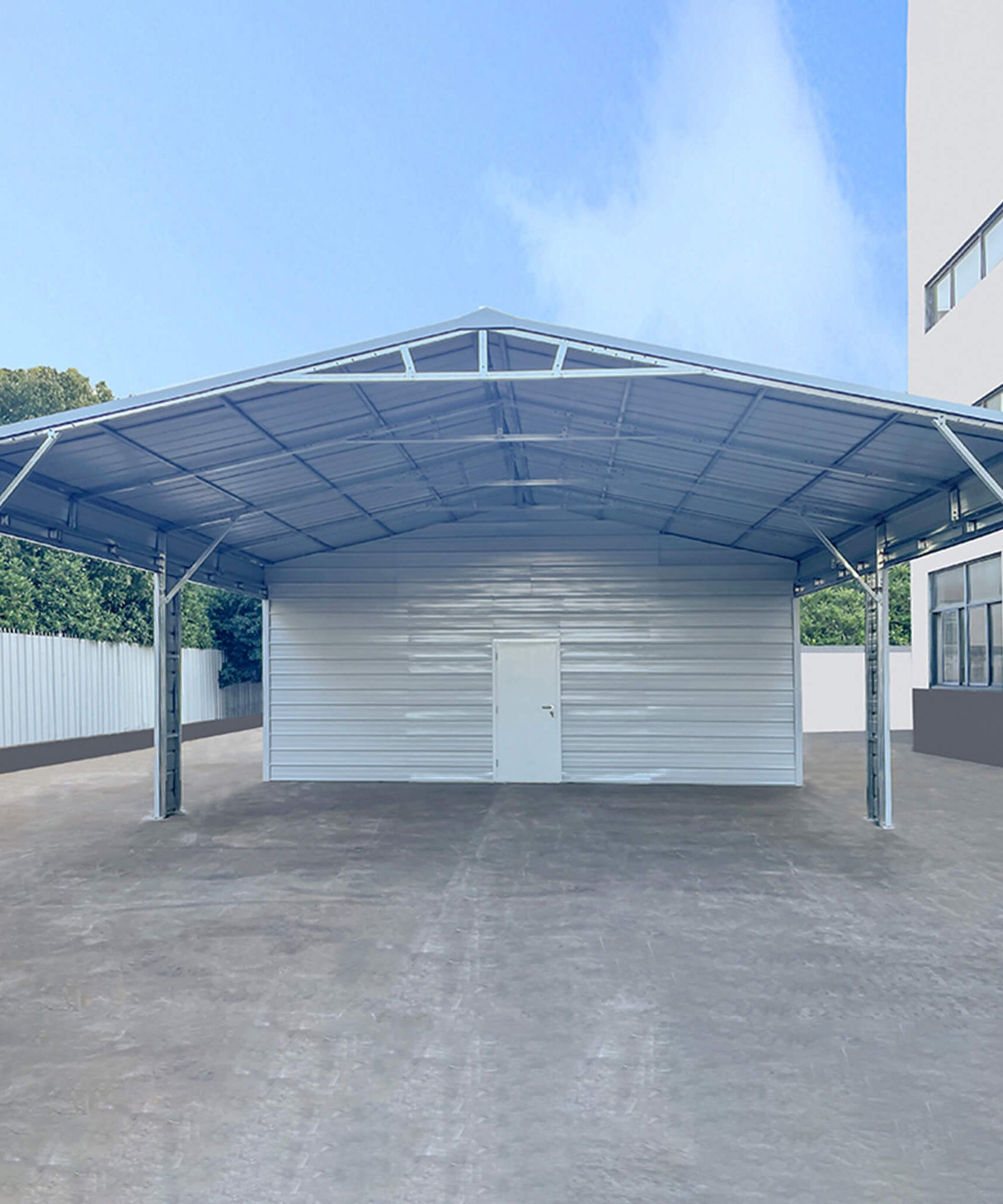 [23X46FT] Heavy-Duty Steel Garage Storage Shed With Reinforced Roof And 2 Doors (SAK29384)