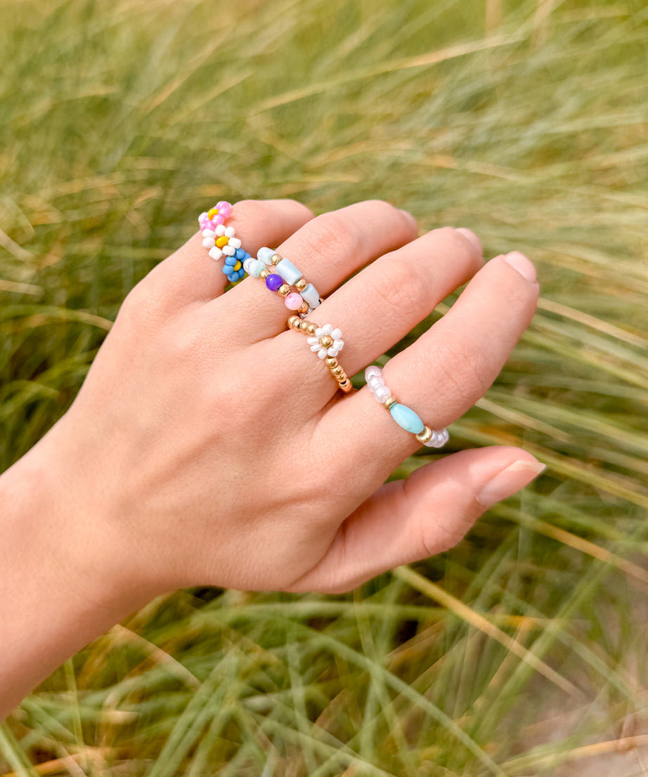 Pastel Beaded Ring Set