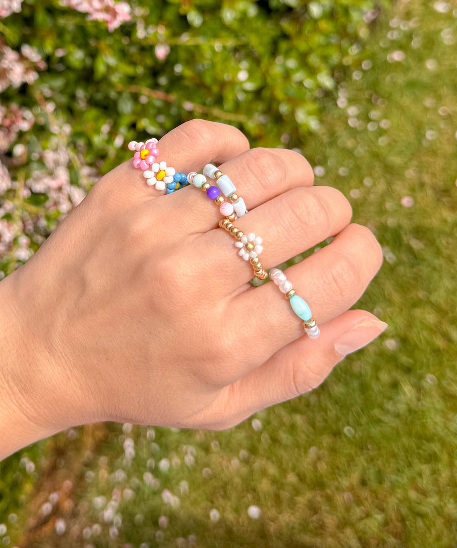 Pastel Beaded Ring Set