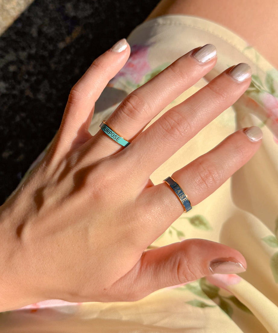 Navy Enamel Praise Ring