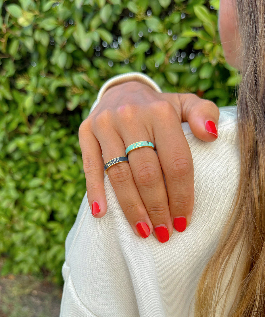 Navy Enamel Praise Ring
