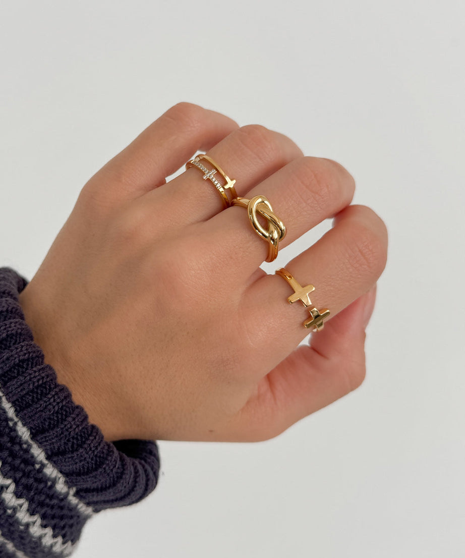 Stacked Cross Gem Ring