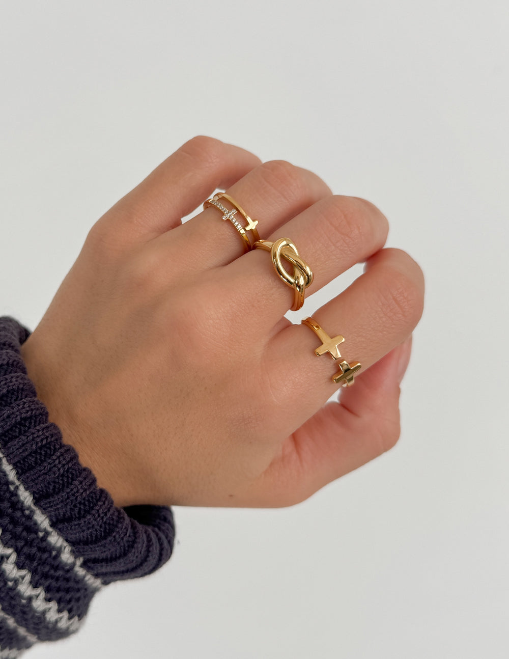 Stacked Cross Gem Ring