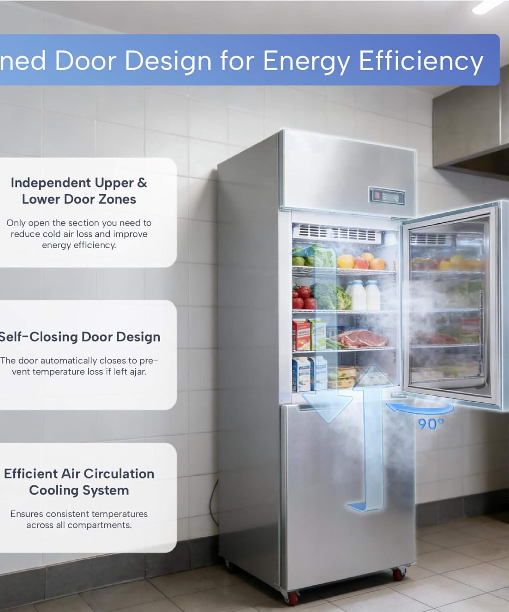 24-Inch Commercial 15 Cu.Ft Stainless Steel Reach-In Refrigerator With Two Split Doors (SAK67230)