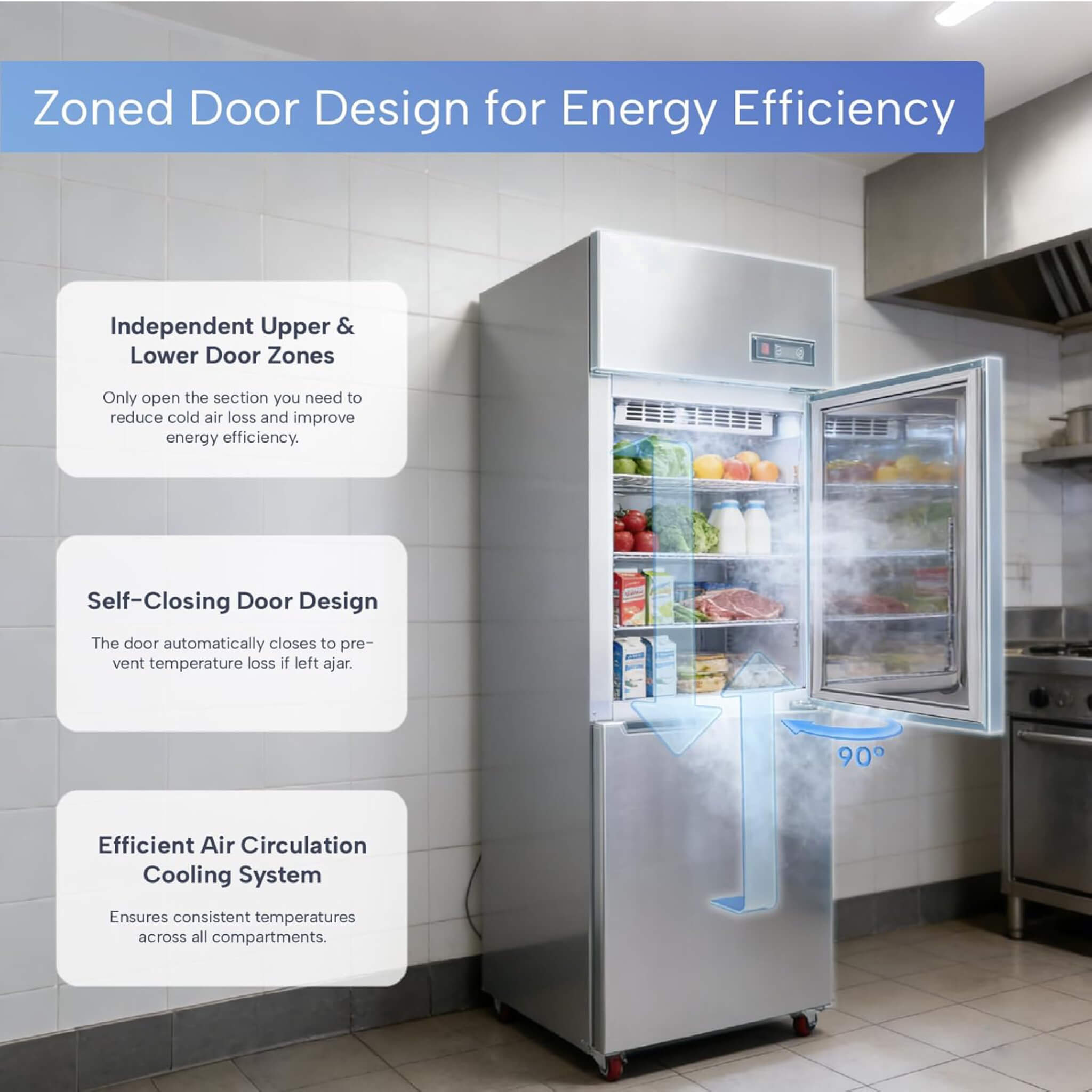 24-Inch Commercial 15 Cu.Ft Stainless Steel Reach-In Refrigerator With Two Split Doors (SAK67230)