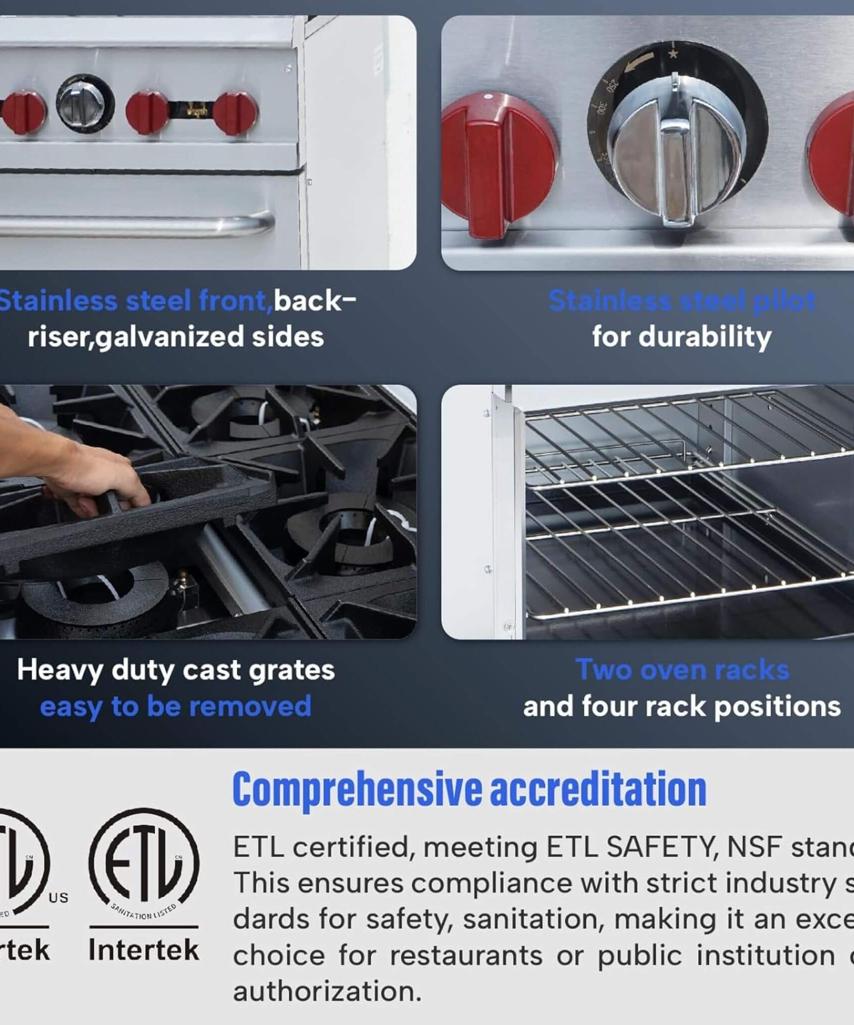 24-Inch Commercial 151K BTU 4-Burner Stainless Steel Freestanding Gas Range (SAK70931)