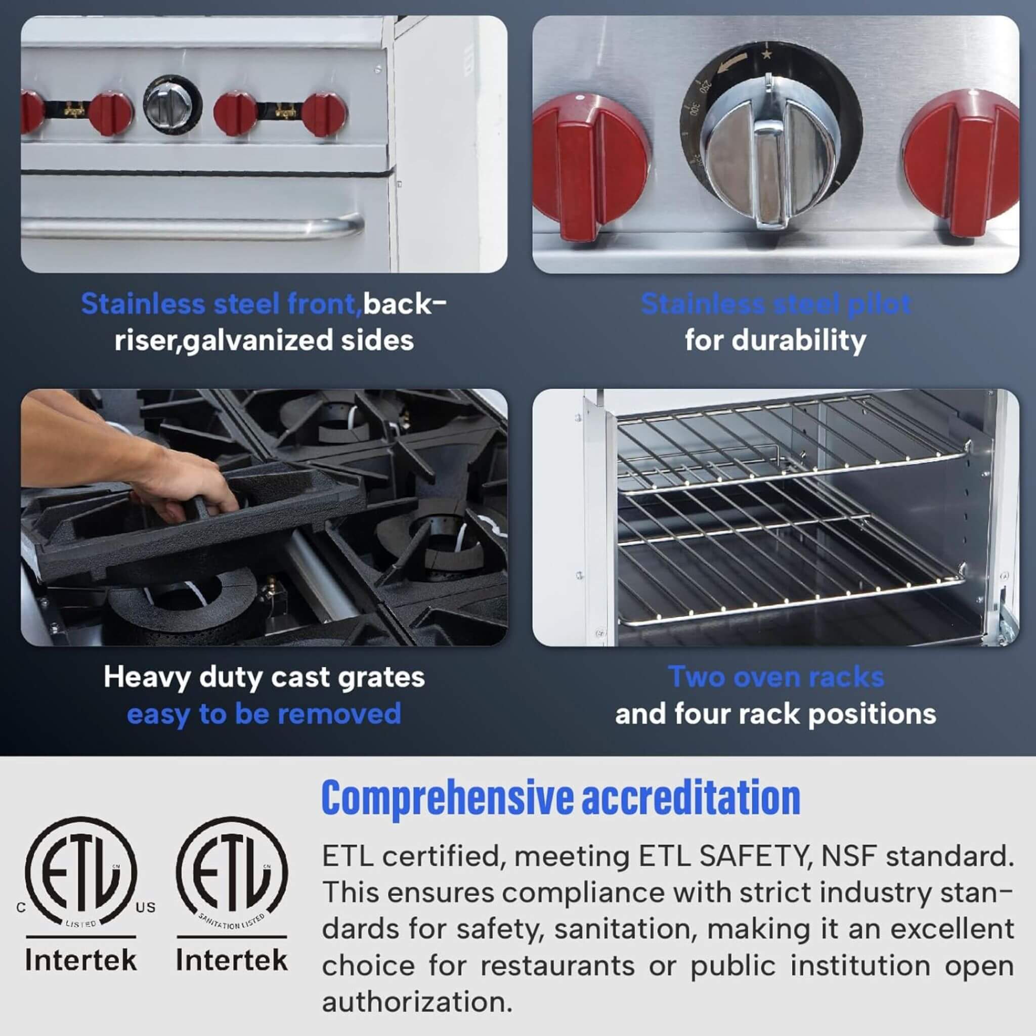 24-Inch Commercial 151K BTU 4-Burner Stainless Steel Freestanding Gas Range (SAK70931)