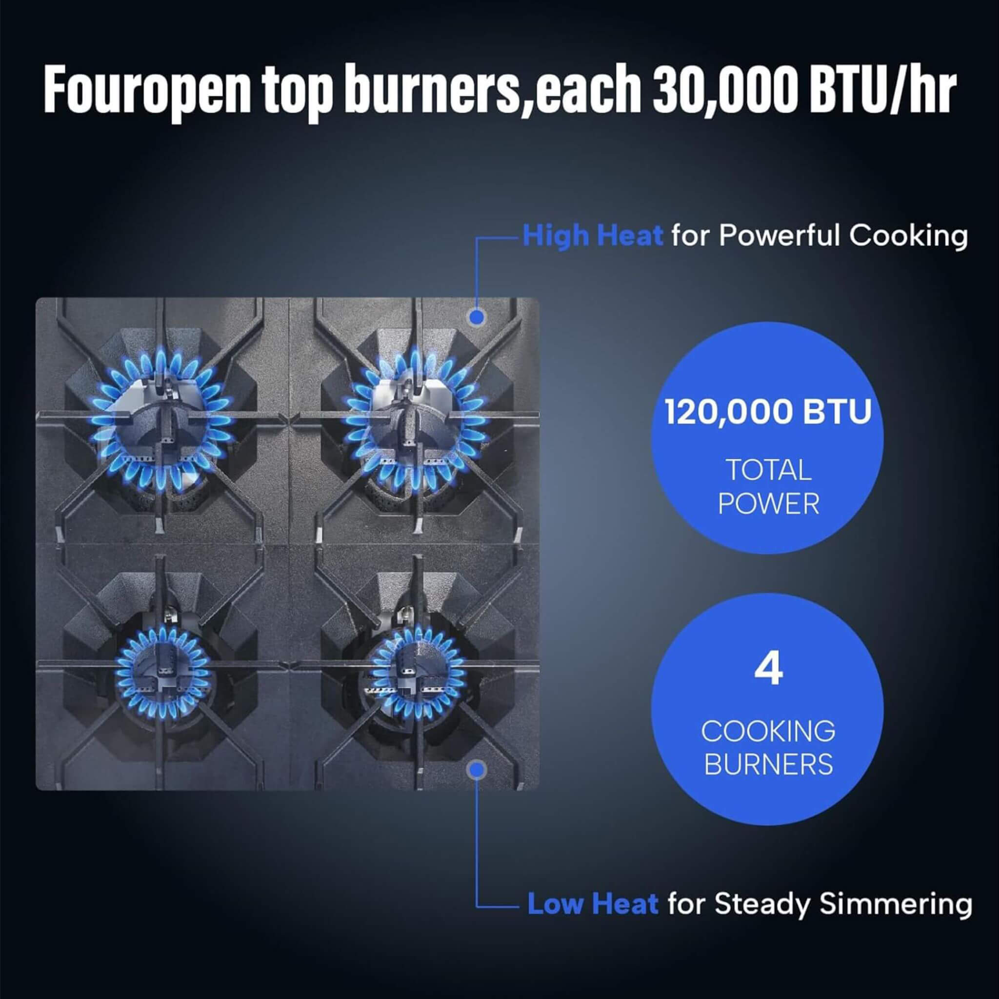 24-Inch Commercial 151K BTU 4-Burner Stainless Steel Freestanding Gas Range (SAK70931)