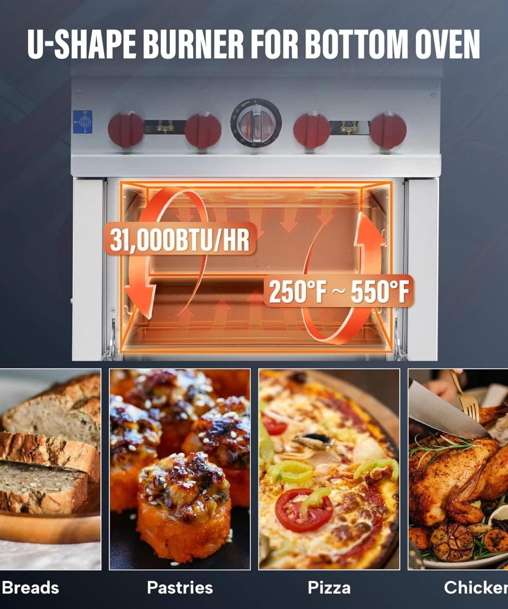 24-Inch Commercial 151K BTU 4-Burner Stainless Steel Freestanding Gas Range (SAK70931)