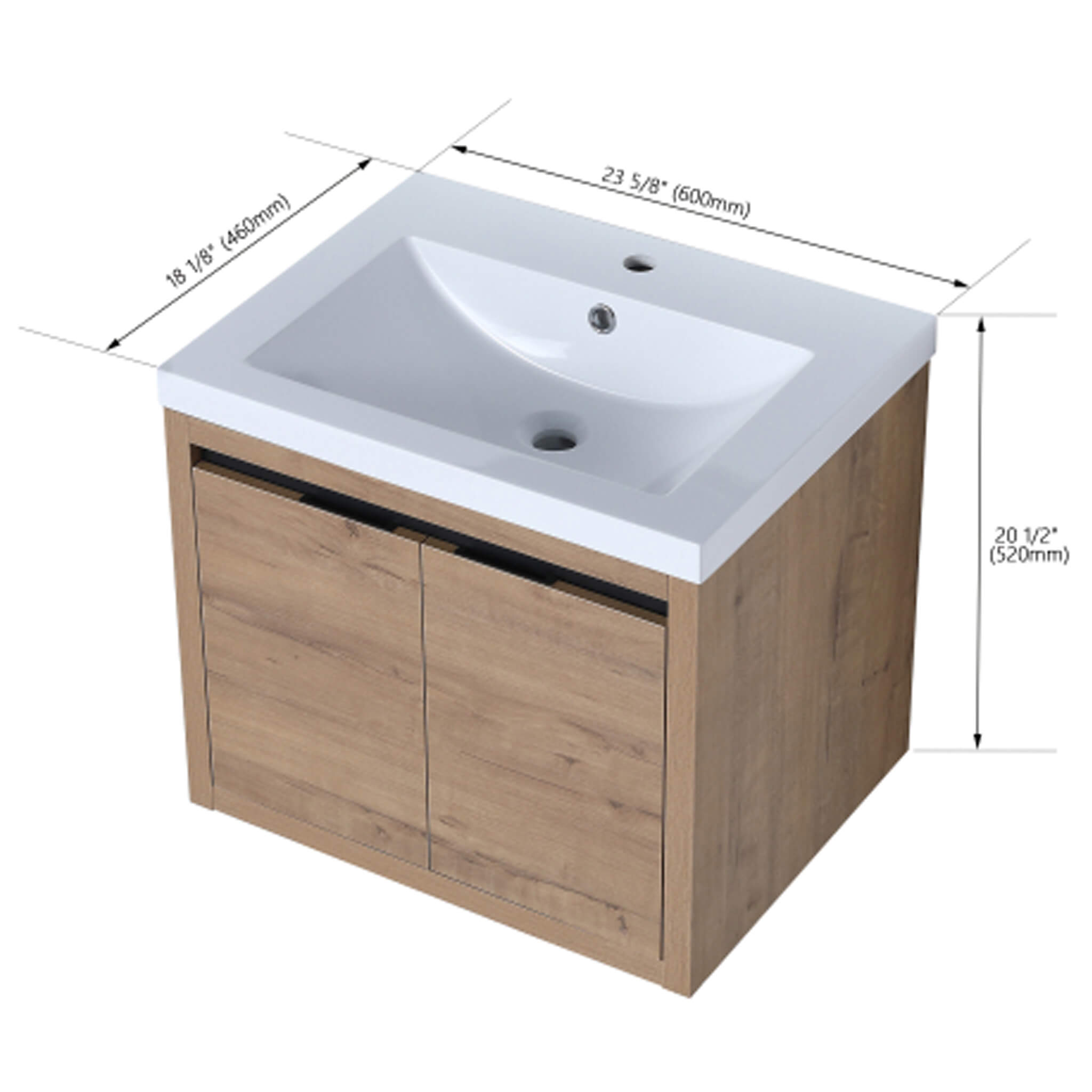 Nuvia Floating Bathroom Vanity With Resin Sink Soft Close Doors (SAK82560)