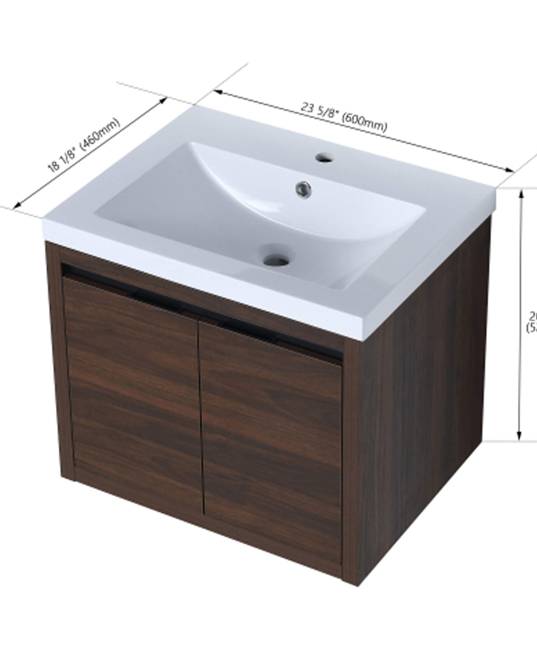 Nuvia Floating Bathroom Vanity With Resin Sink Soft Close Doors (SAK82560)